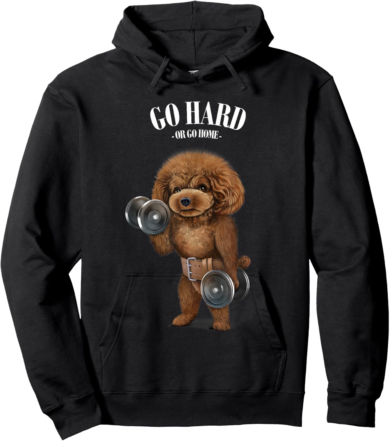 Fox Republic Design Women's Black Poodle Dog Muscle Training Hoodie - Hoodie | Black