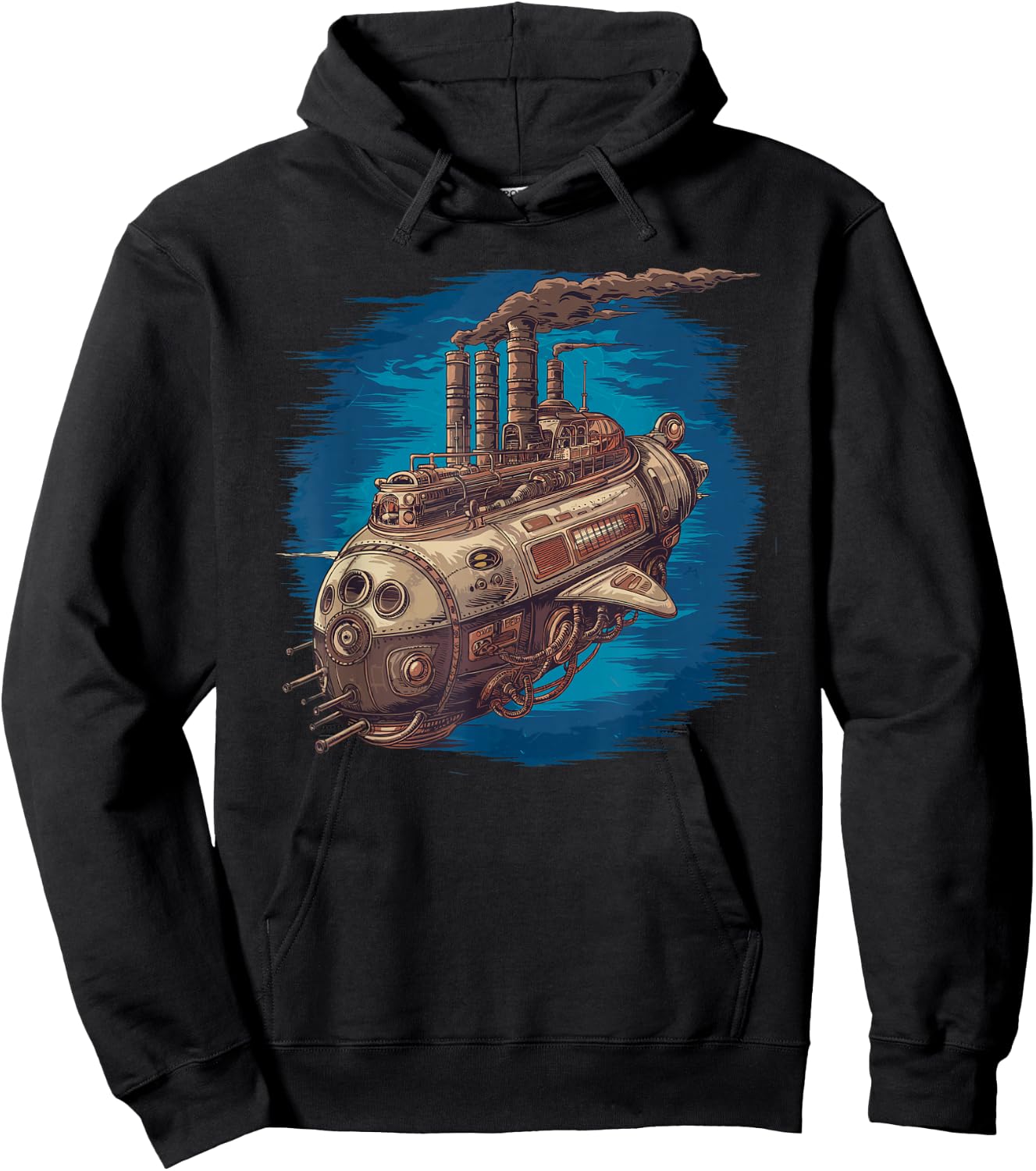 Steampunk Spaceship Victorian Mechanical Spacecraft Hoodie - Hoodie | Black