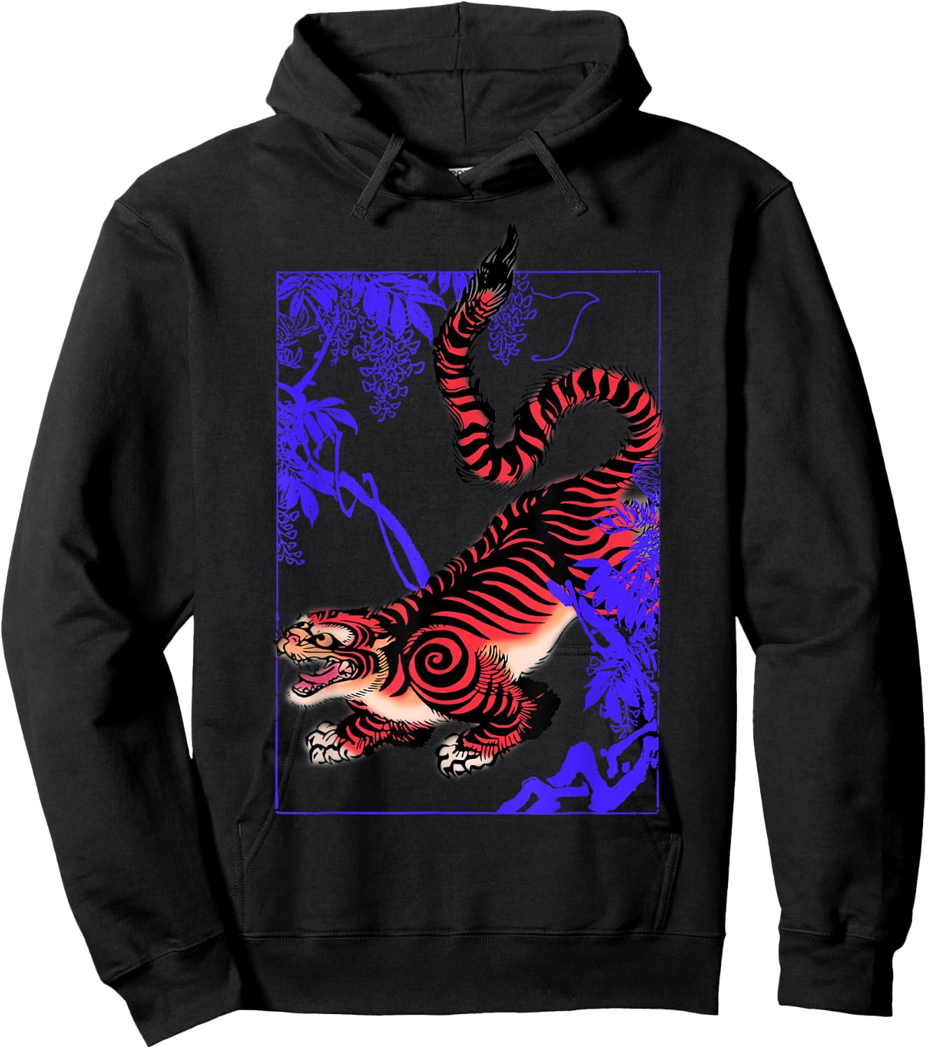 Japanese Aesthetic Tiger Wild Cat Japanese Kanji Hoodie - Hoodie | Black