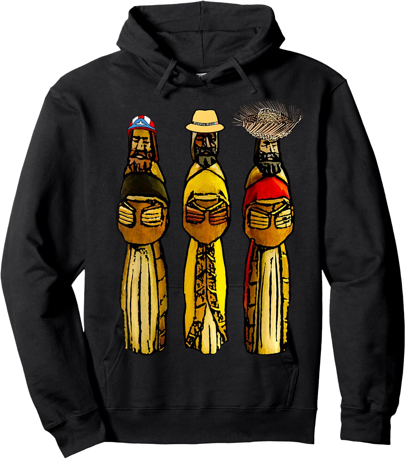 Three Boricua Kings Puerto Rican Wise Men Hoodie - Hoodie | Black