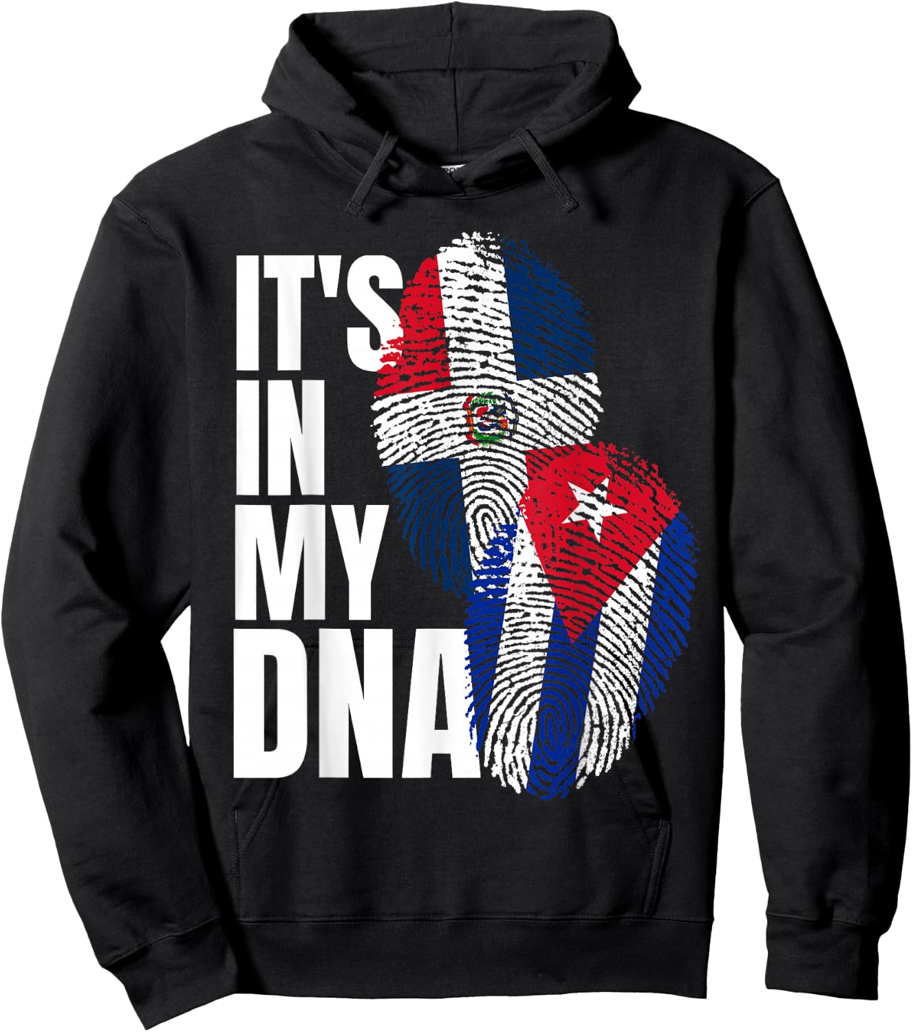 Cuban And Dominican Mix DNA Flag Heritage Hoodie - Hoodie | Black