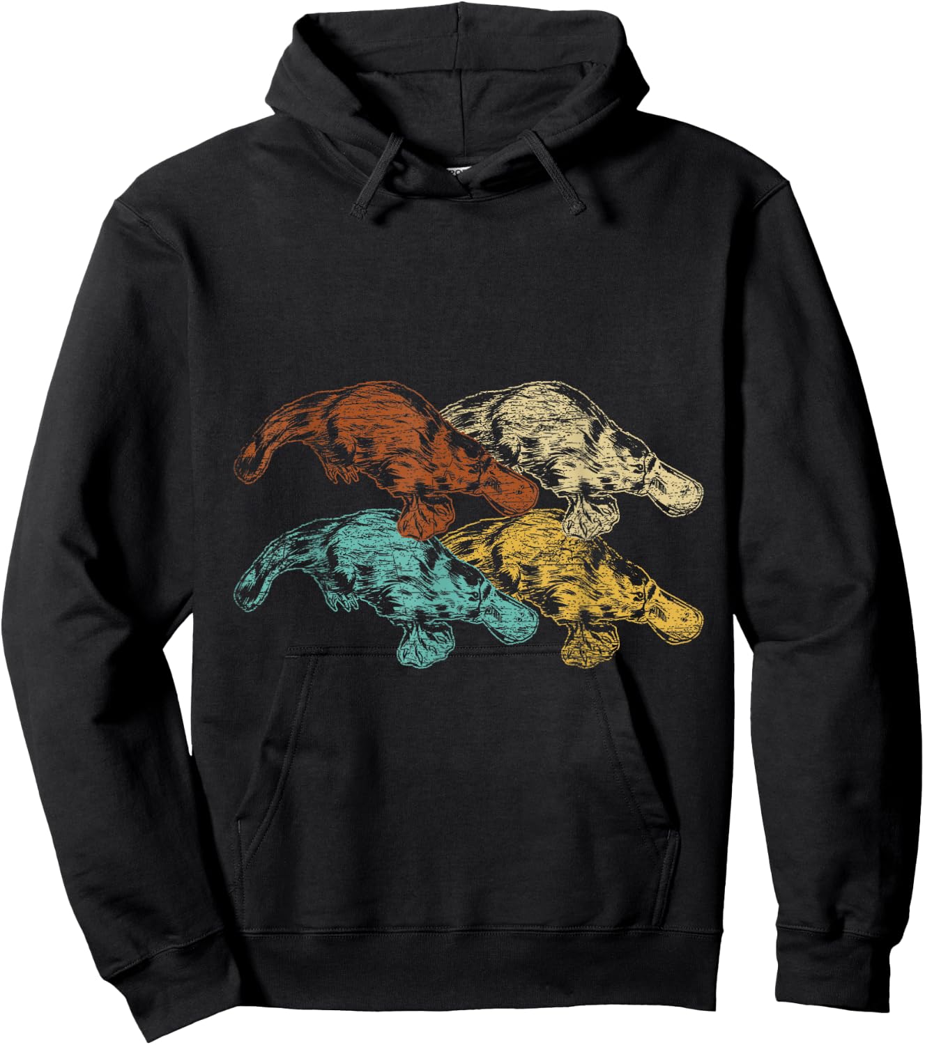 Retro Australian Animals Platypus Hoodie - Hoodie | Black
