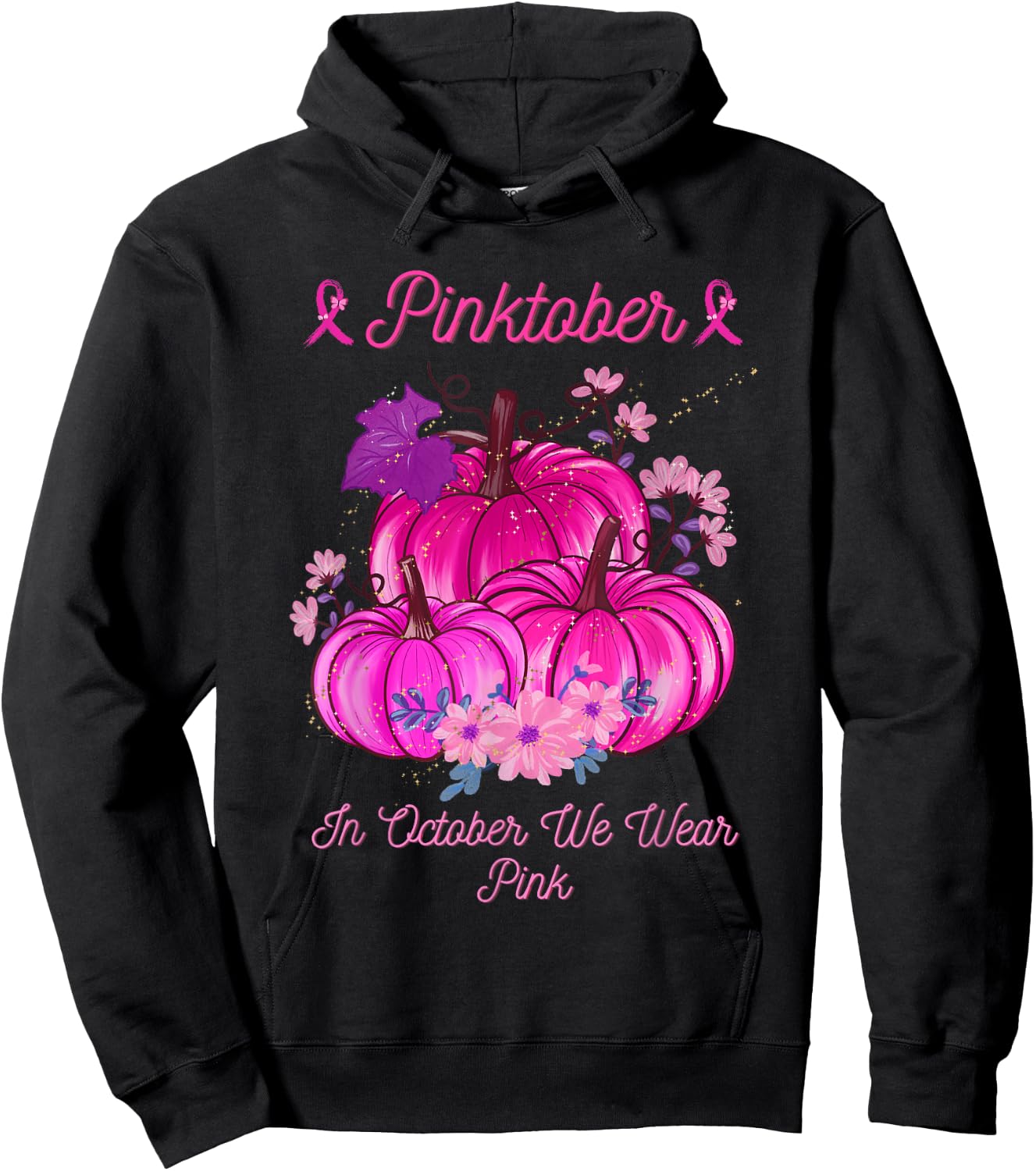 PINKTOBER Pink October Breast Cancer Awareness Ribbon Hoodie - Hoodie | Black