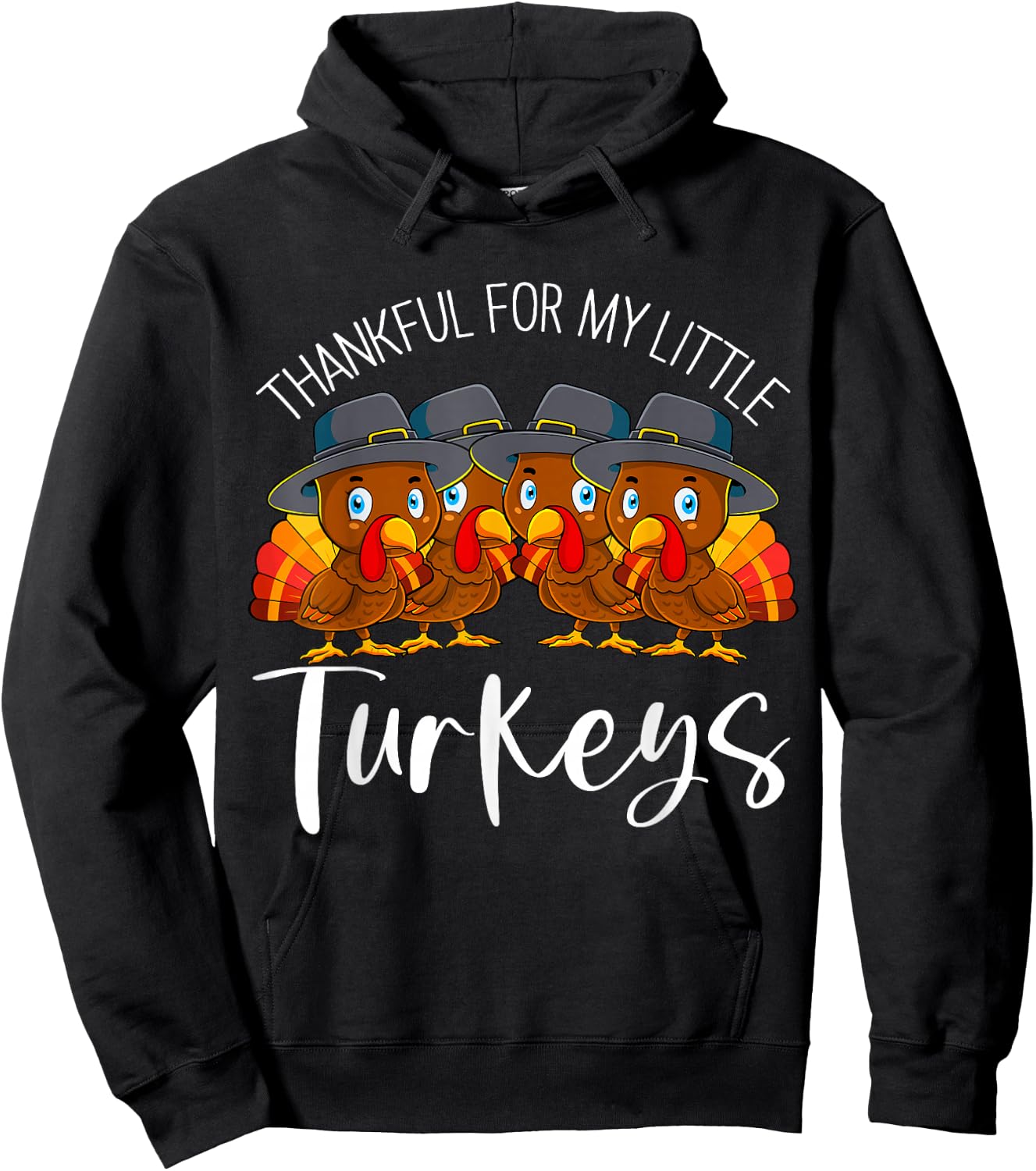 Teacher Thankful for My Little Turkeys Thanksgiving Hoodie - Hoodie | Black