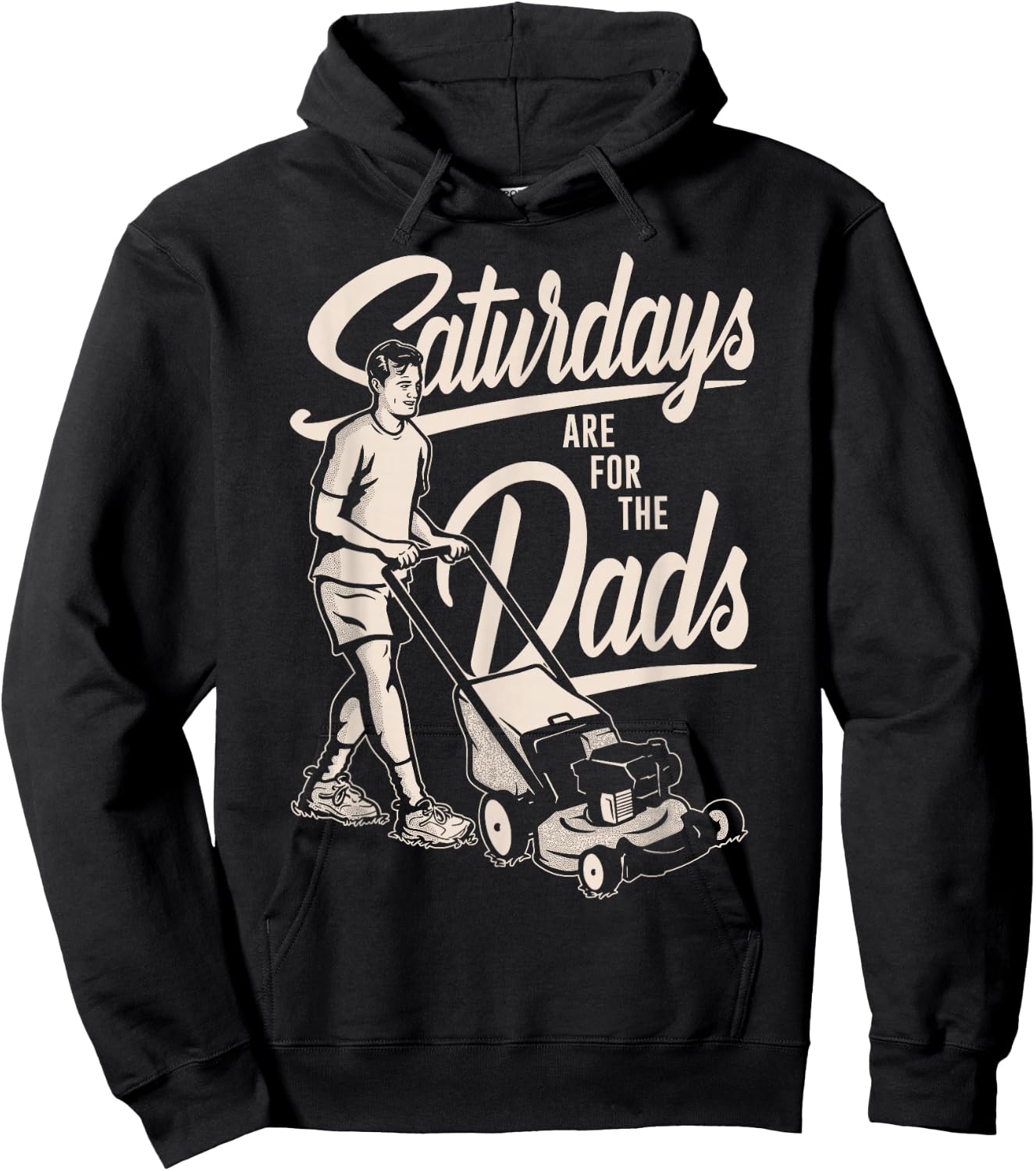 Funny Father's Day Mow Saturday for Dad Retro Hoodie - Hoodie | Black