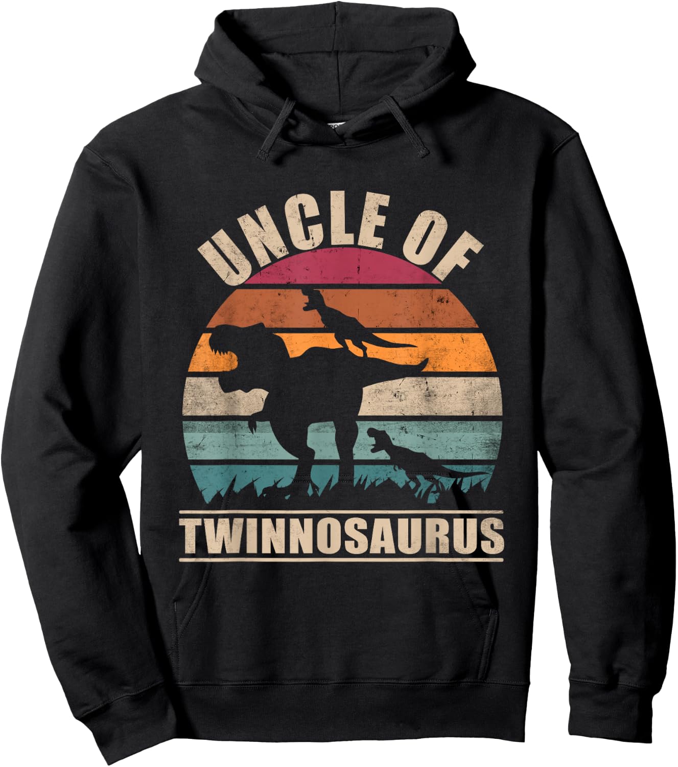 Uncle of Twins Pun Twinnosaurus Announcement Twin Uncle Hoodie - Hoodie | Black