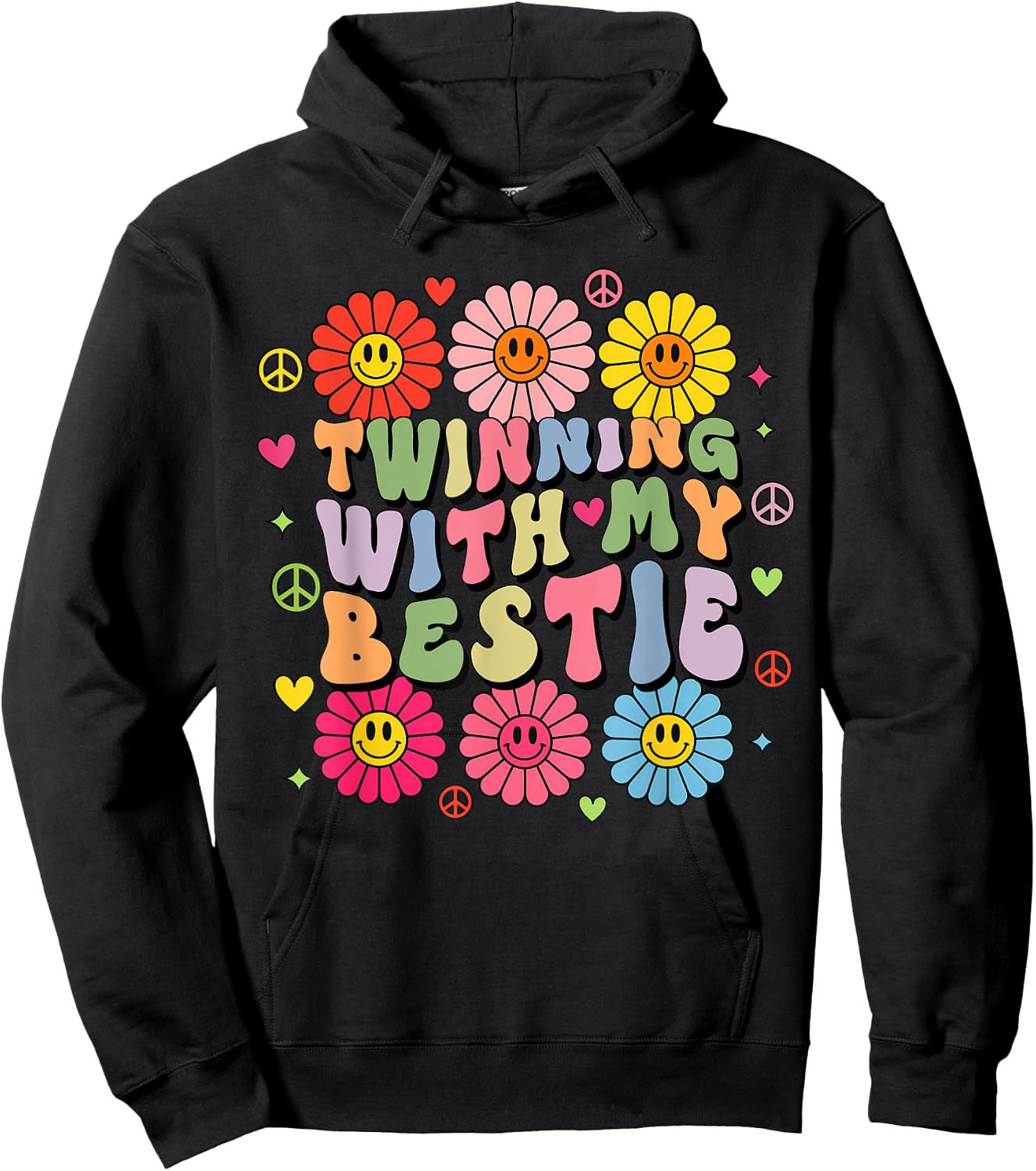 Friends Twinning with My Bestie Spirit Week Funny Twin Day Hoodie - Hoodie | Black