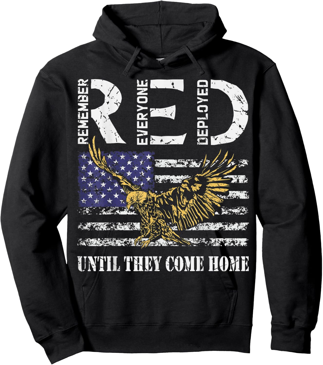 On Friday We Wear Red Retro American Flag Eagle RED Friday Hoodie - Hoodie | Black