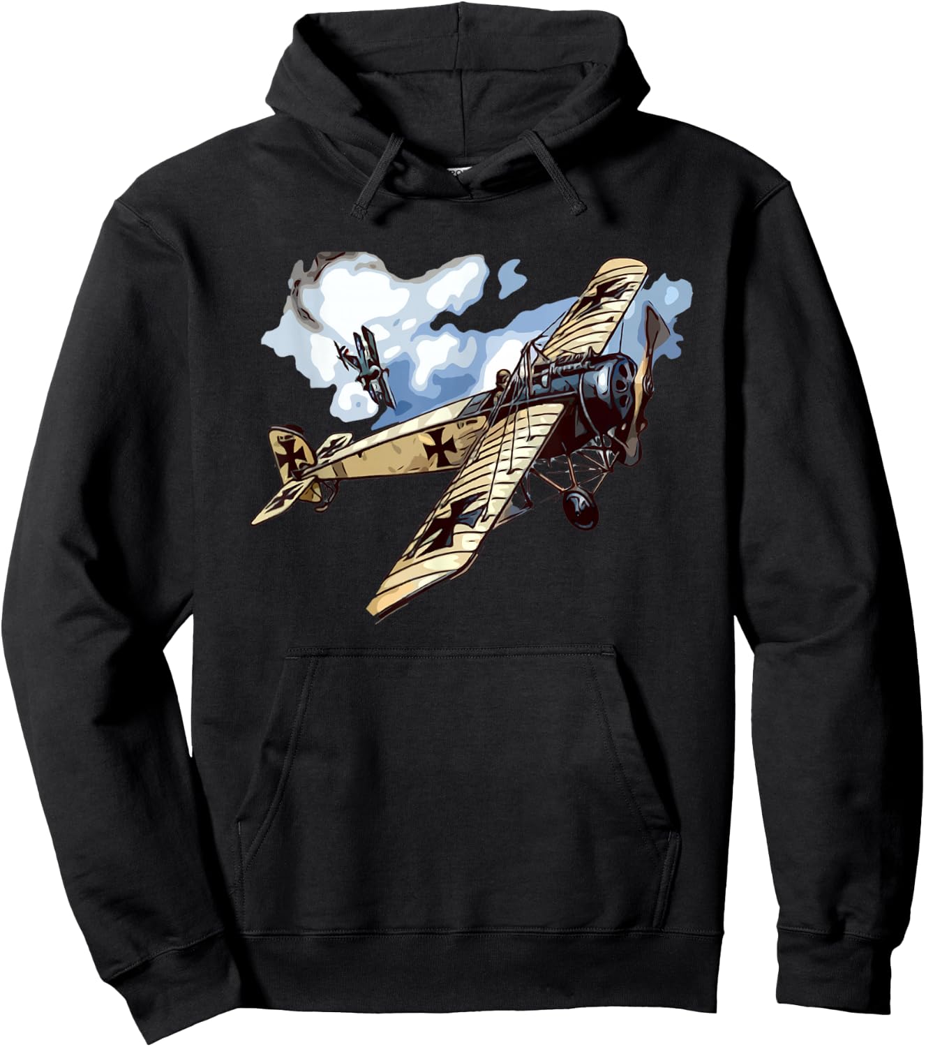 World War Air Combat German Biplane Hoodie - Hoodie | Black