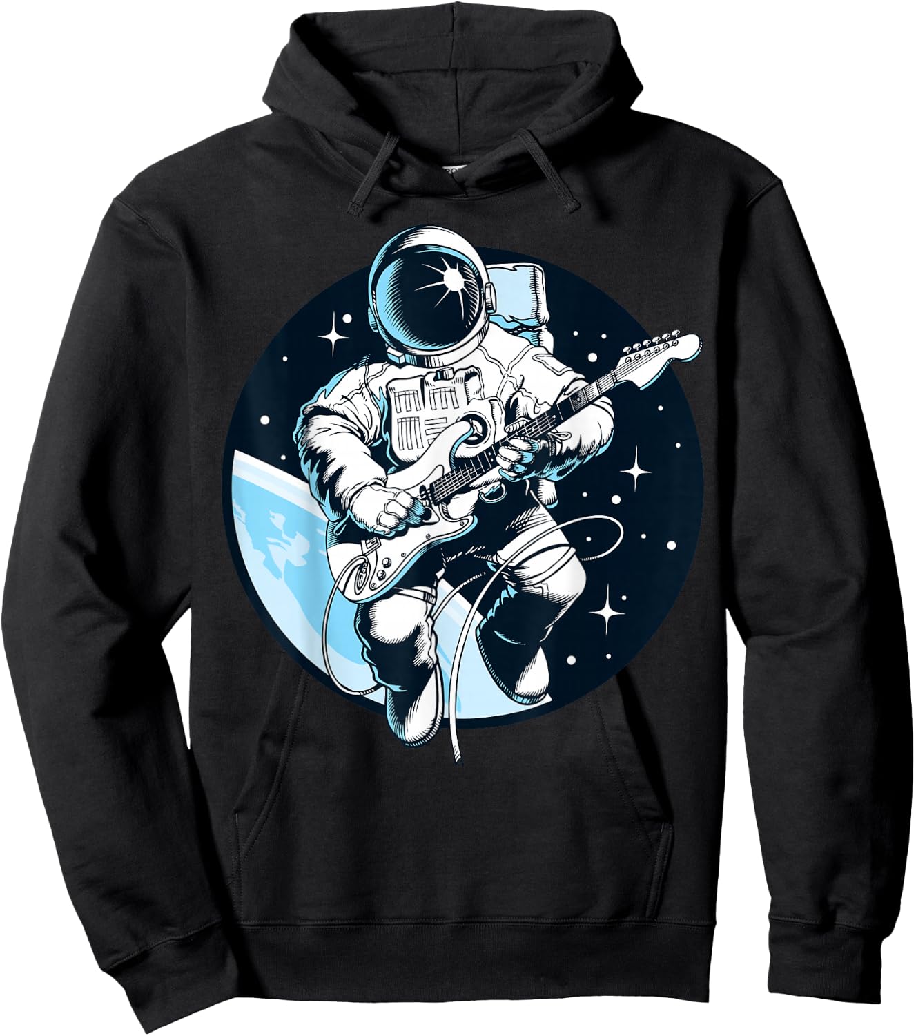 Space Music Astronaut Musician Graphic Design Short Sleeve Hoodie - Hoodie | Black