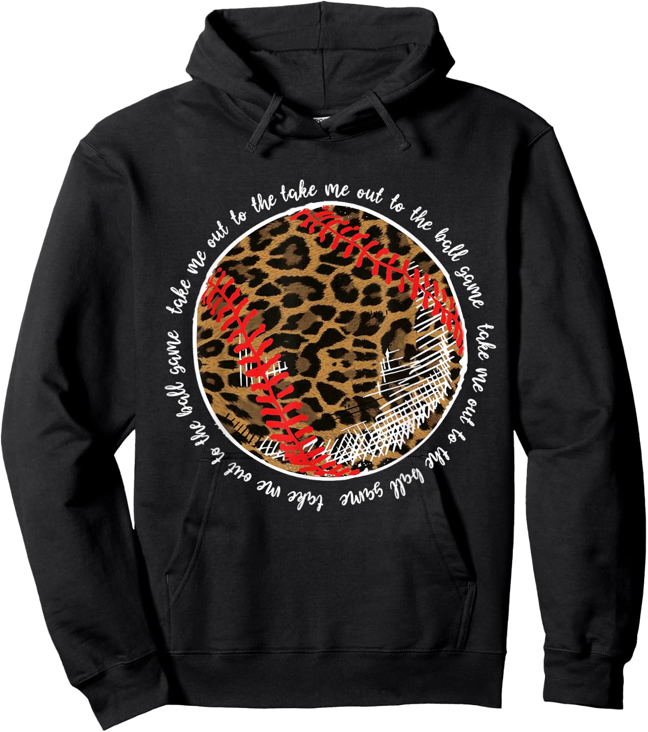 Take Me Out To The Ball Game Baseball Leopard Team Player Hoodie - Hoodie | Black