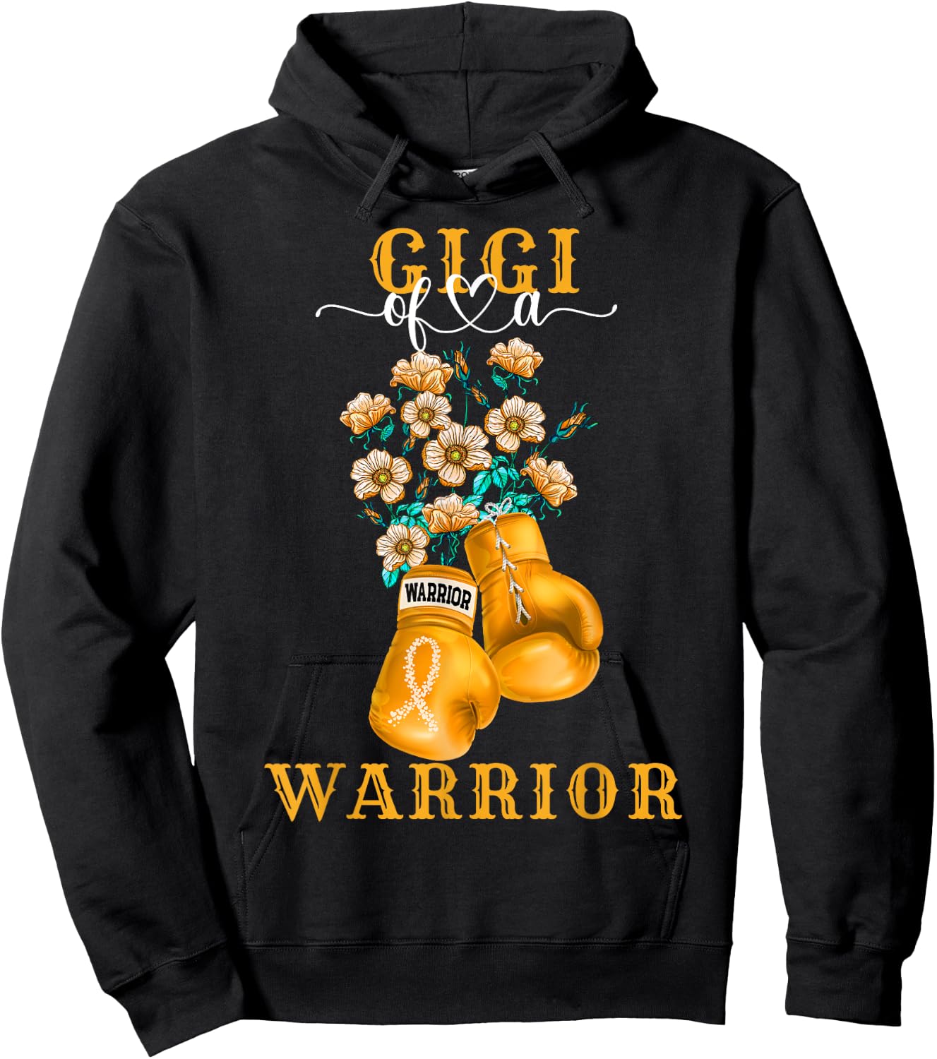 Gigi Of A Warrior Childhood Cancer Awareness Support Squad Hoodie - Hoodie | Black