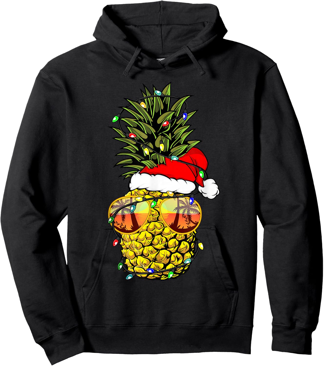 Pineapple Christmas Tree or Christmas in July Pineapple Hoodie - Hoodie | Black