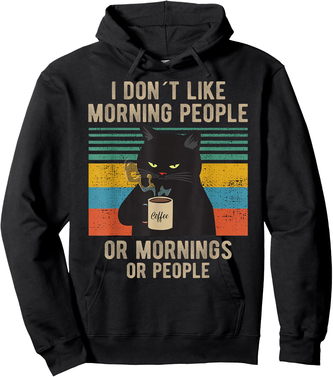I Hate Morning People And Mornings And People Coffee Cat Hoodie - Hoodie | Black