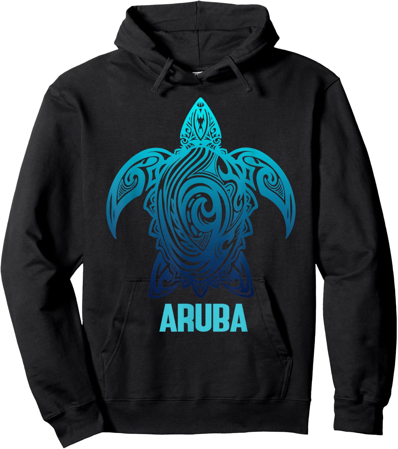Aruba Tribal Sea Turtle Surfer Diver Hoodie - Hoodie | Black