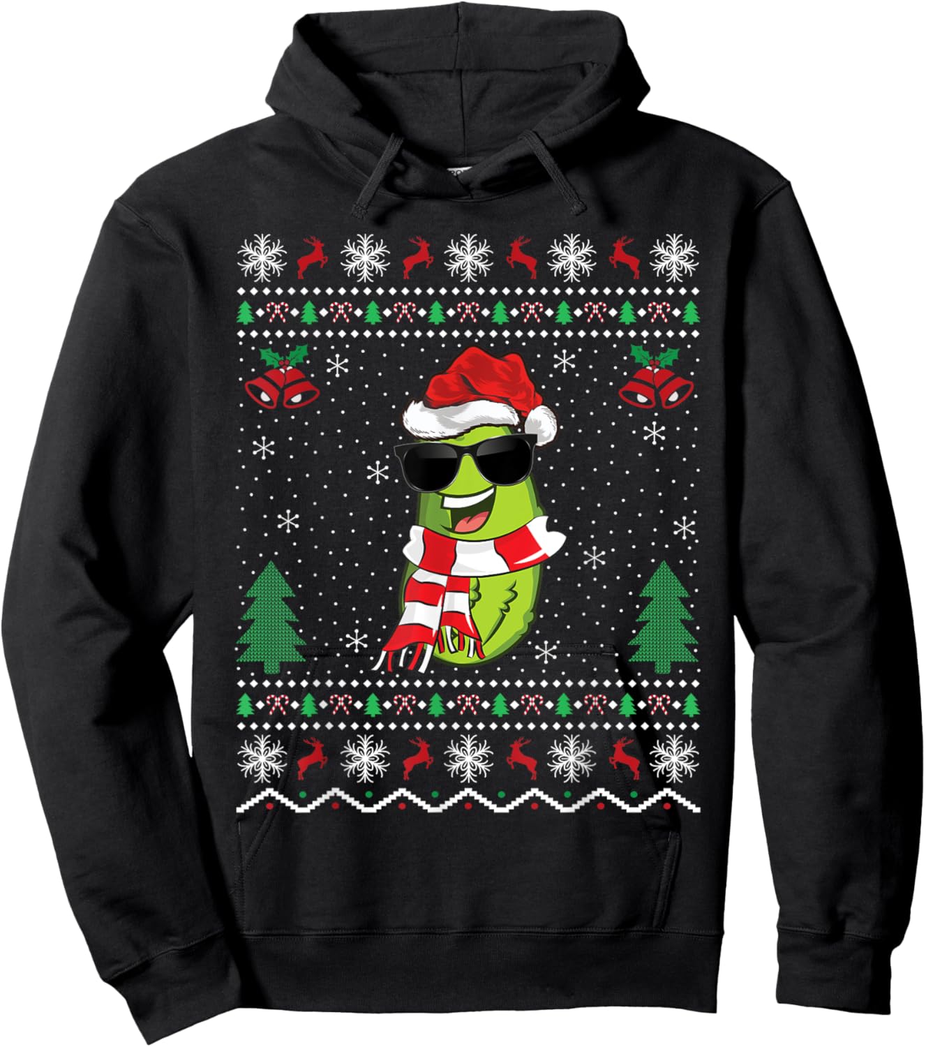 Funny Santa Pickle Xmas Gift Ugly Pickle Christmas Hoodie - Hoodie | Black