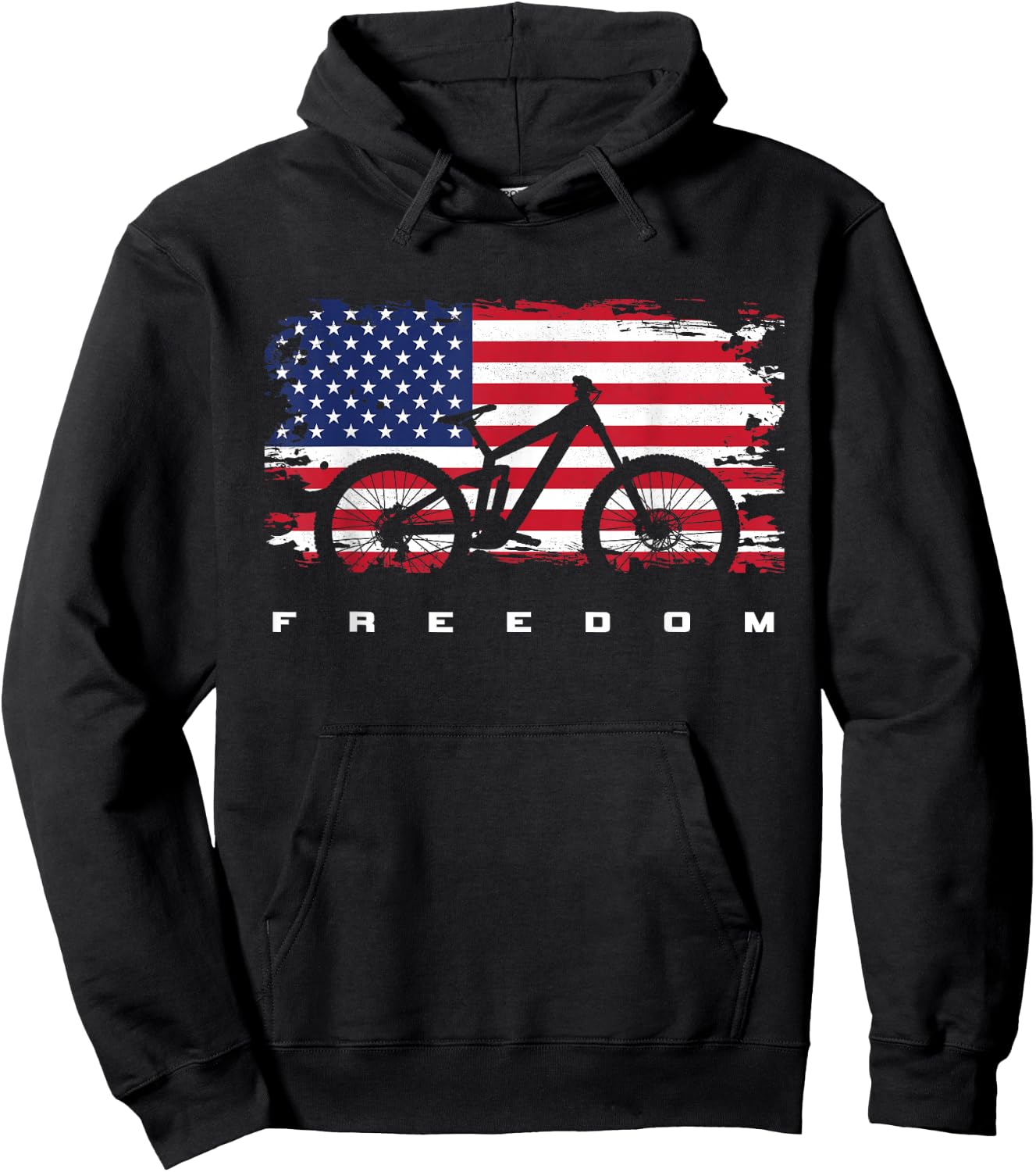 American Flag MTB Mountain Bike Apparel - Mountain Bike Hoodie - Hoodie | Black
