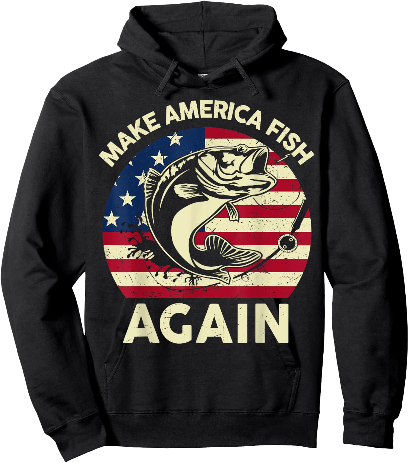 4th of July Shirt Make America Fishing Again Fish Dad Gift Hoodie - Hoodie | Black
