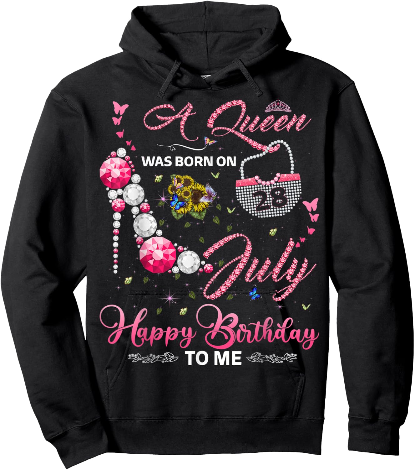 A Queen was born on 28th July Birthday for Queens girls Hoodie - Hoodie | Black