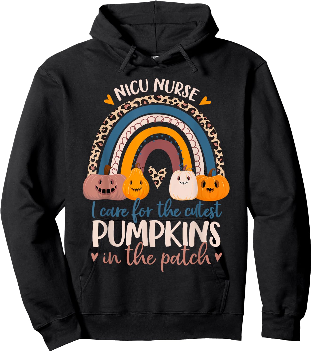 NICU Nurse Cutest Pumpkins In The Patch Rainbow Halloween RN Hoodie - Hoodie | Black