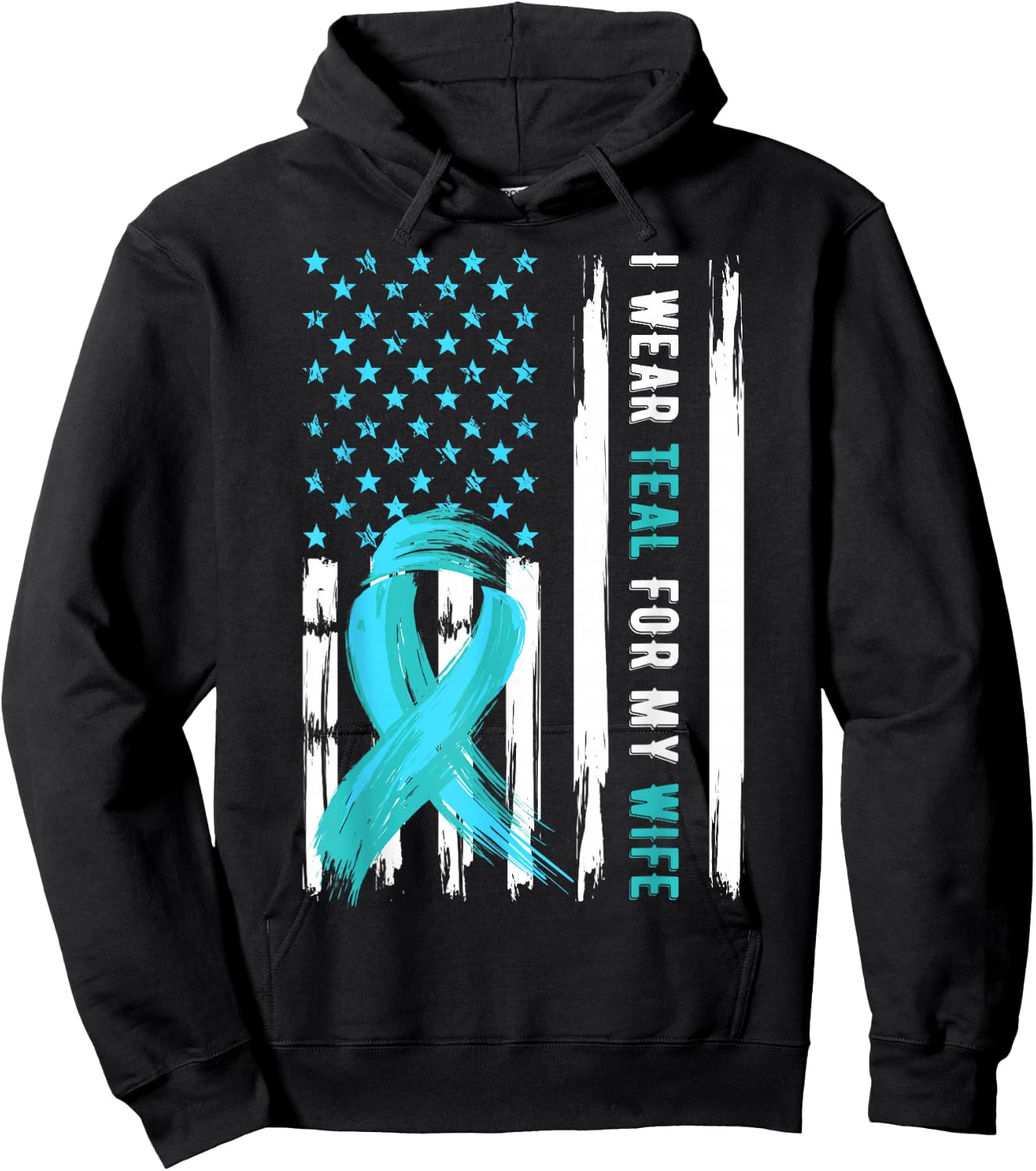 I Wear Teal For My Wife Cervical Cancer Awareness Hoodie - Hoodie | Black