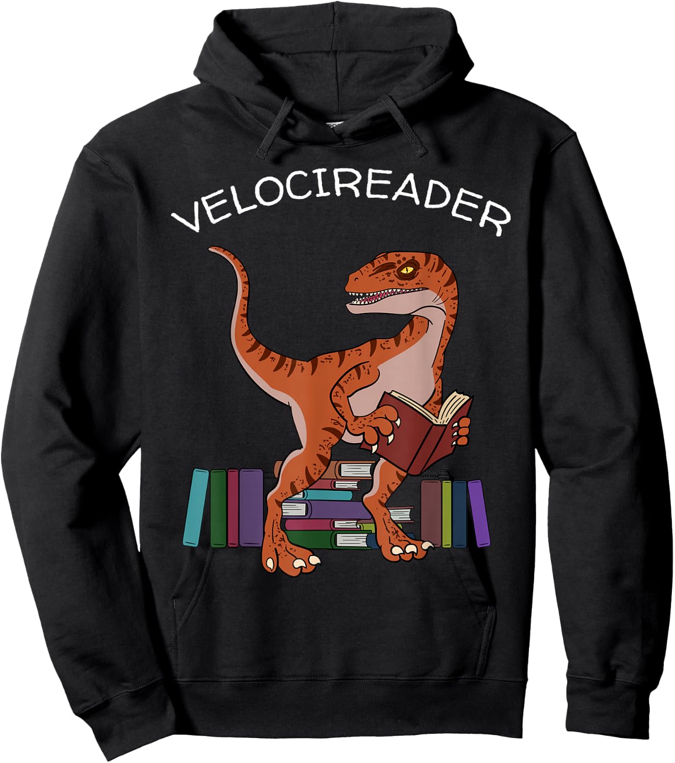 Velocireader Raptor Dinosaur T-Rex Bookworm Read Booklover Hoodie - Hoodie | Black