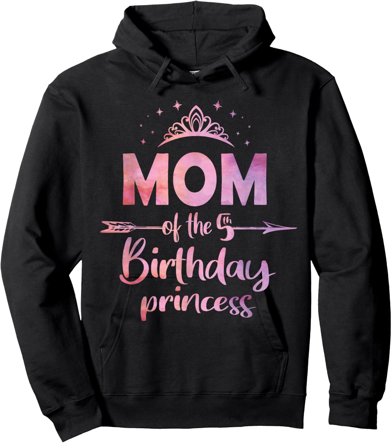Mom Of The 5th Birthday Princess Girl 5 Years Old B-day Hoodie - Hoodie | Black