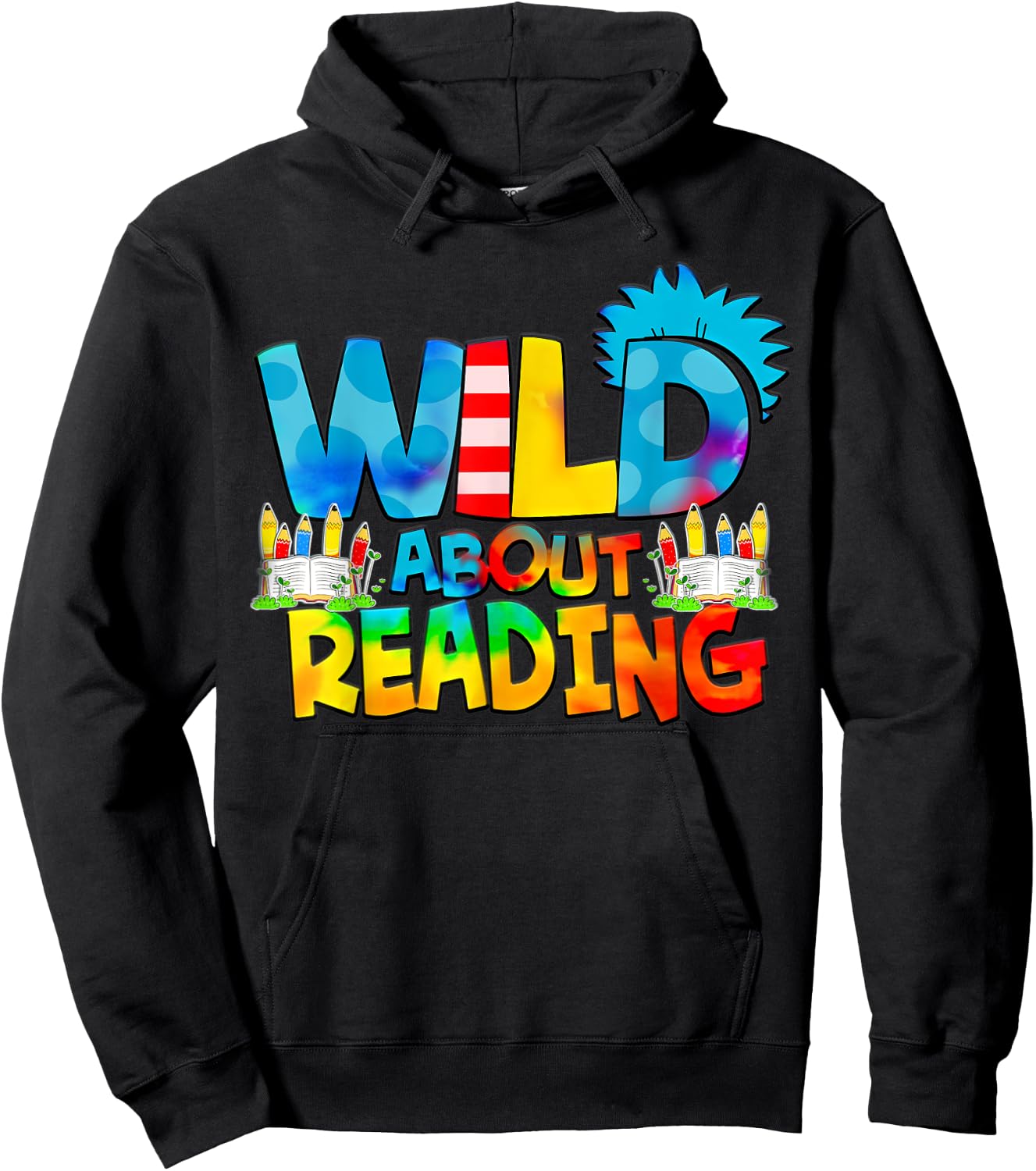 Wild for Reading Tie dye Rainbow Gifts Hoodie - Hoodie | Black