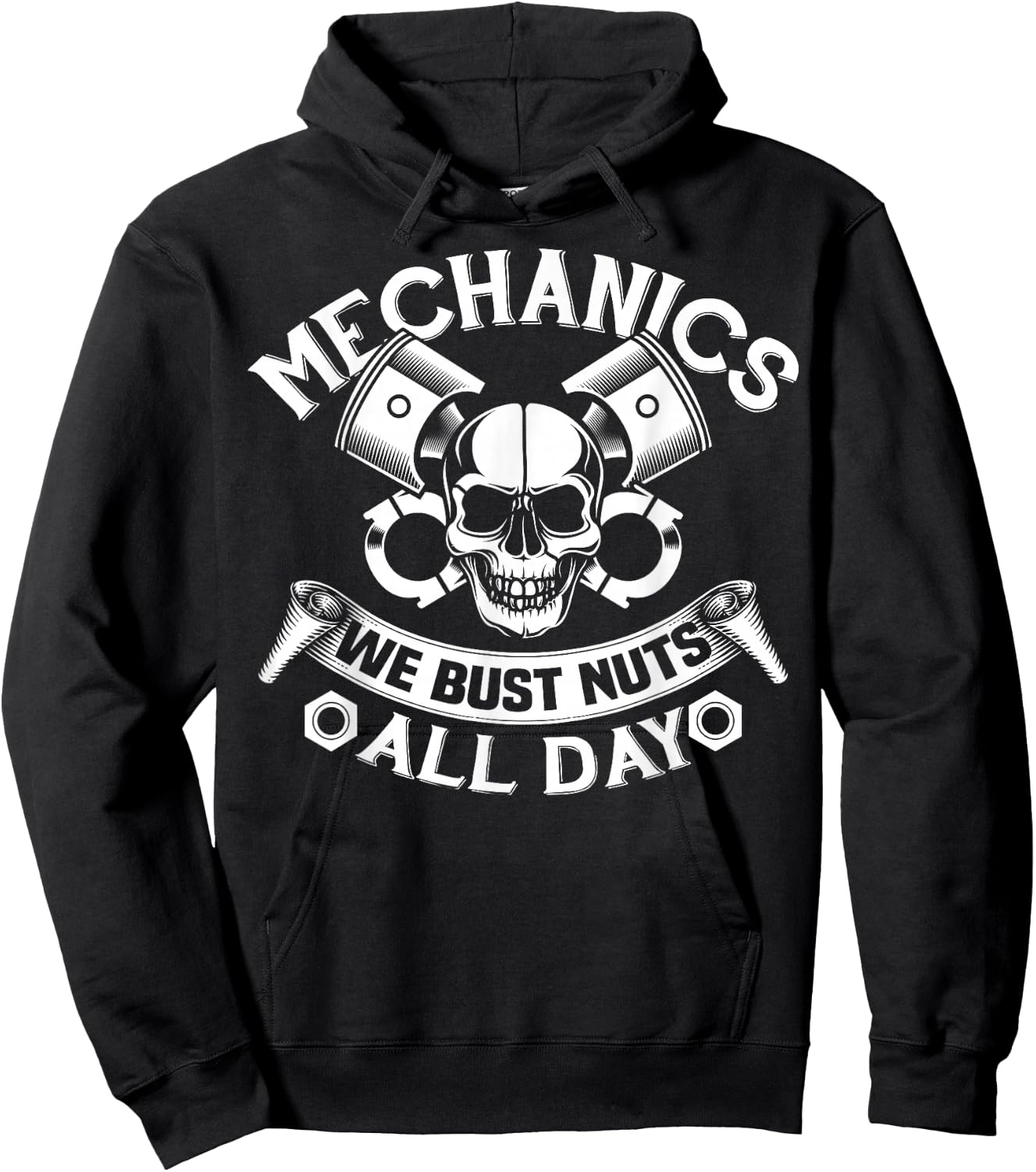 Car Mechanic Bust Nuts Funny Adult Humor Joke Hoodie - Hoodie | Black
