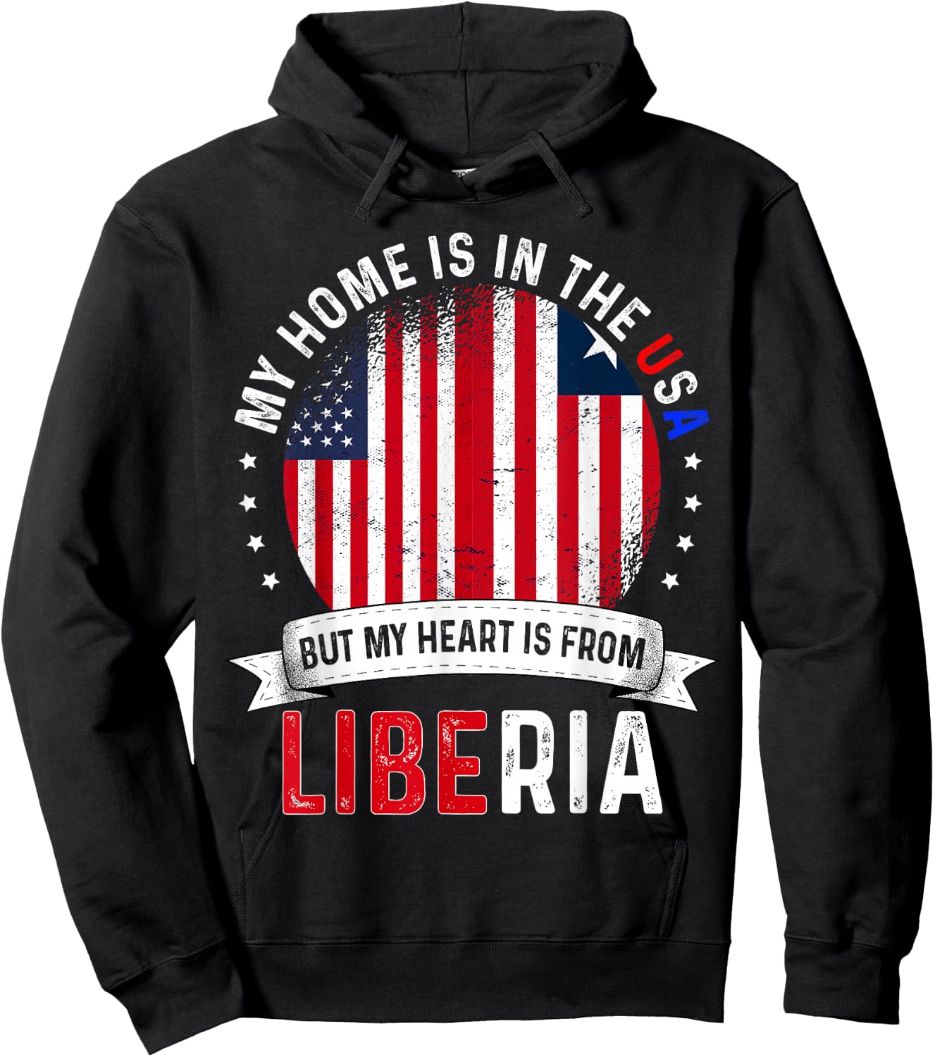 Liberian American Patriot Heart is from Liberia Flag Hoodie - Hoodie | Black