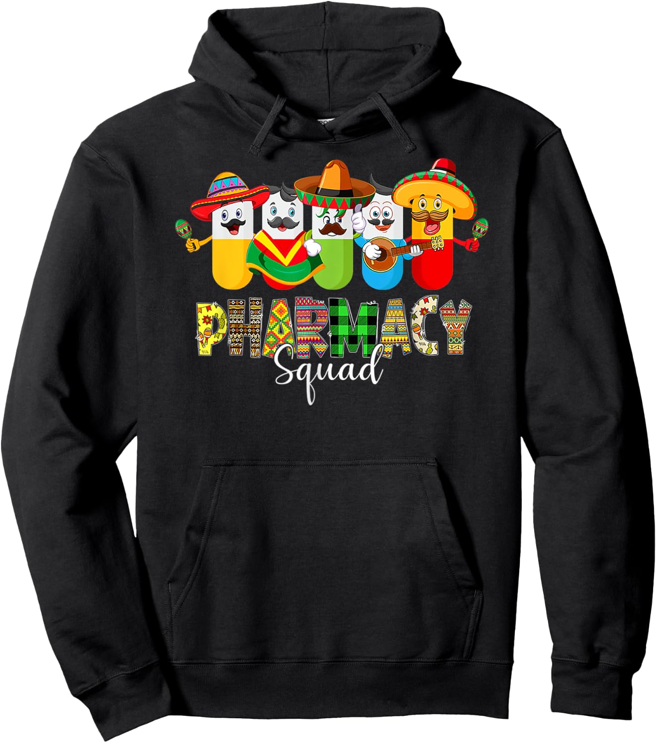 Pharmacy Squad Pharmacist Cinco De Mayo Mexican Fiesta Party Hoodie - Hoodie | Black