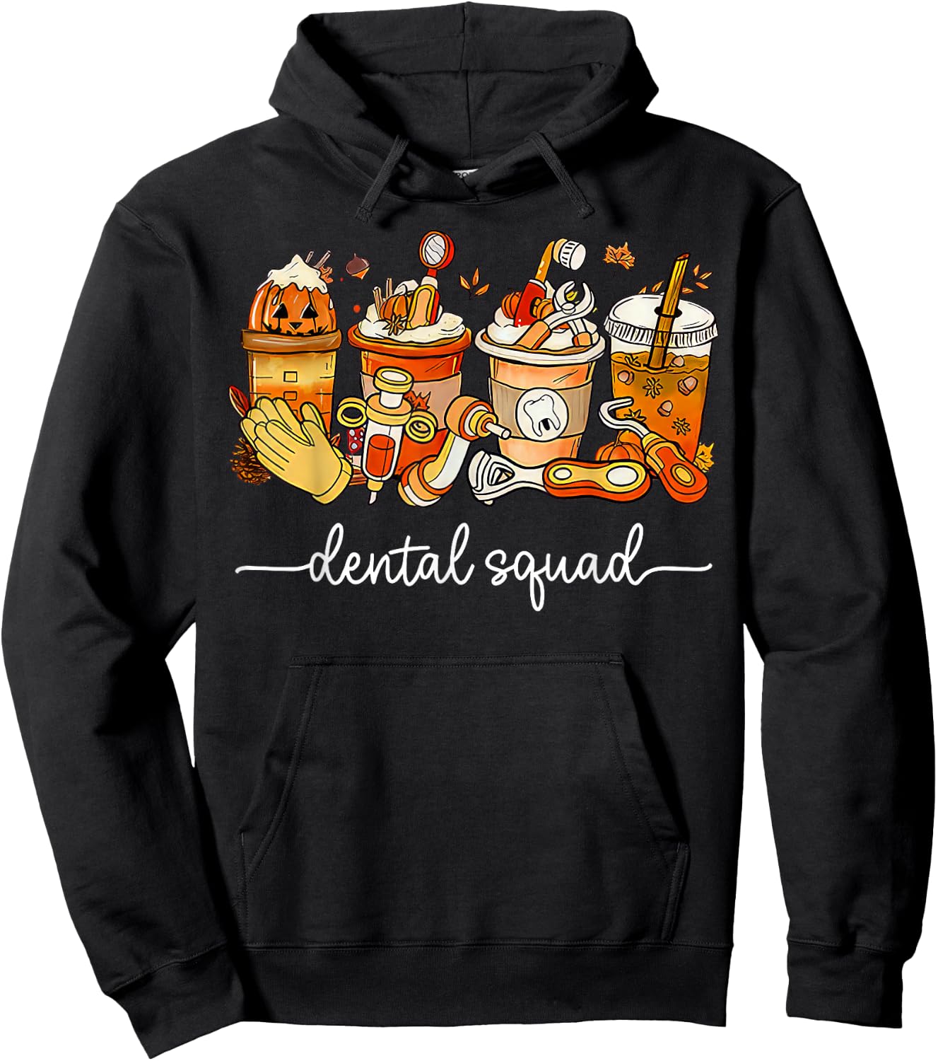 Dental Squad Coffee Latte Fall Autumn Dentist Assistant Hoodie - Hoodie | Black