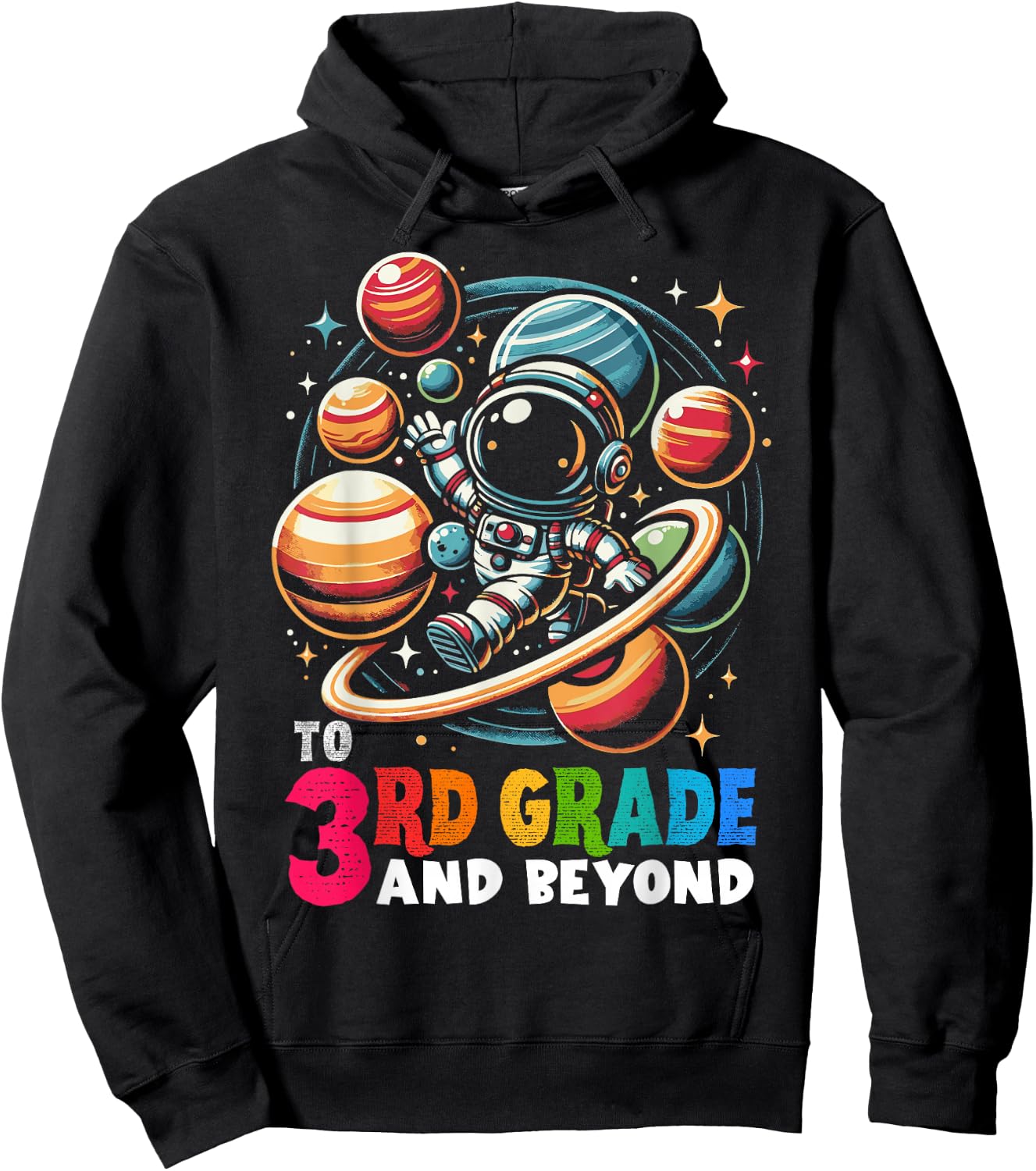 First day Boys Welcome back to School 3rd grade Astronaut Hoodie - Hoodie | Black