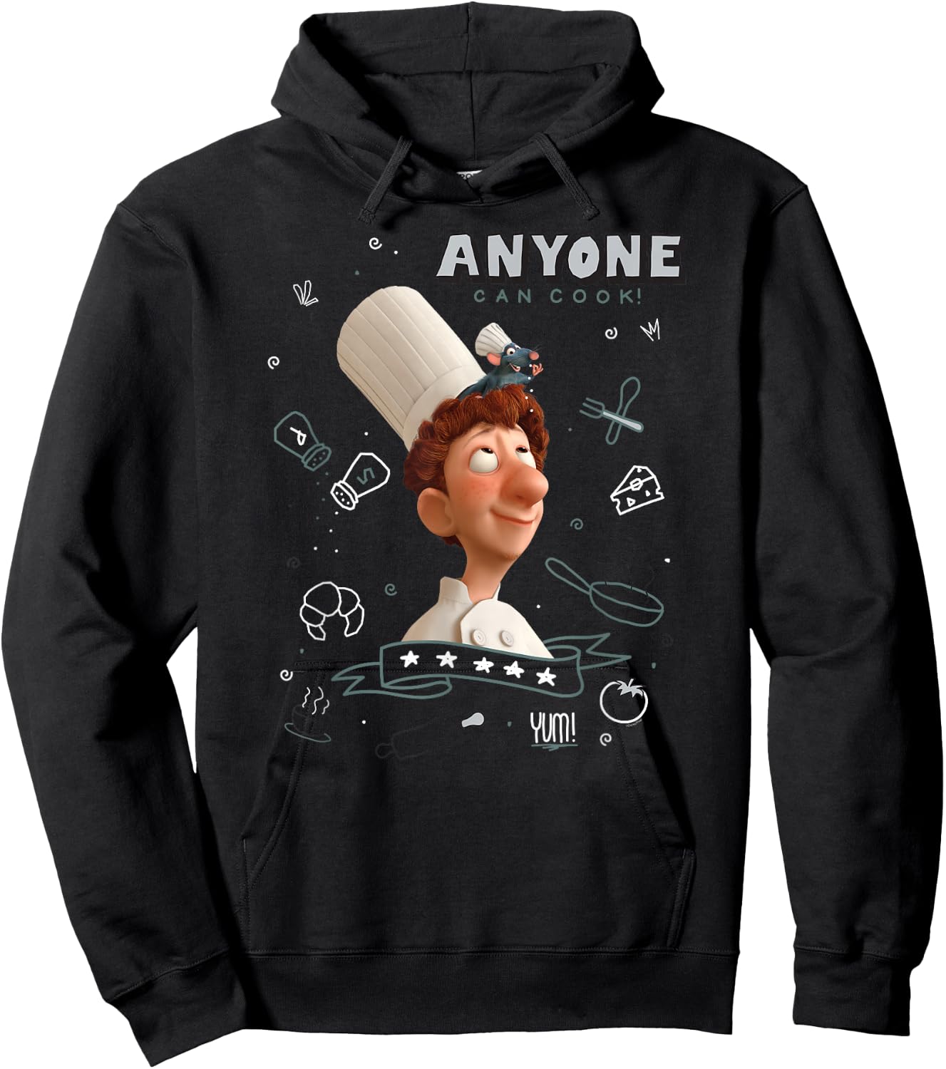 Disney Pixar Ratatouille Remy & Linguini Anyone Can Cook Hoodie - Hoodie | Black