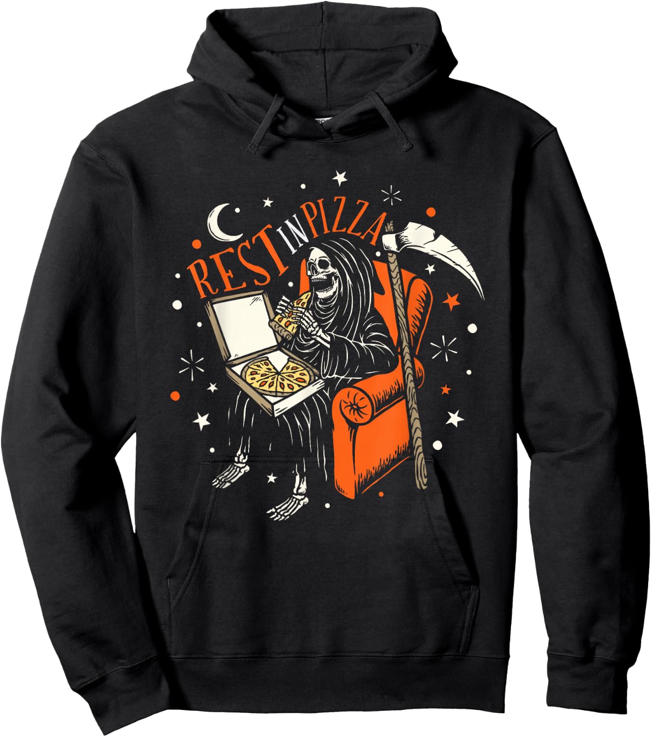 Funny Rest In Pizza Skull Skeleton Halloween Hoodie - Hoodie | Black