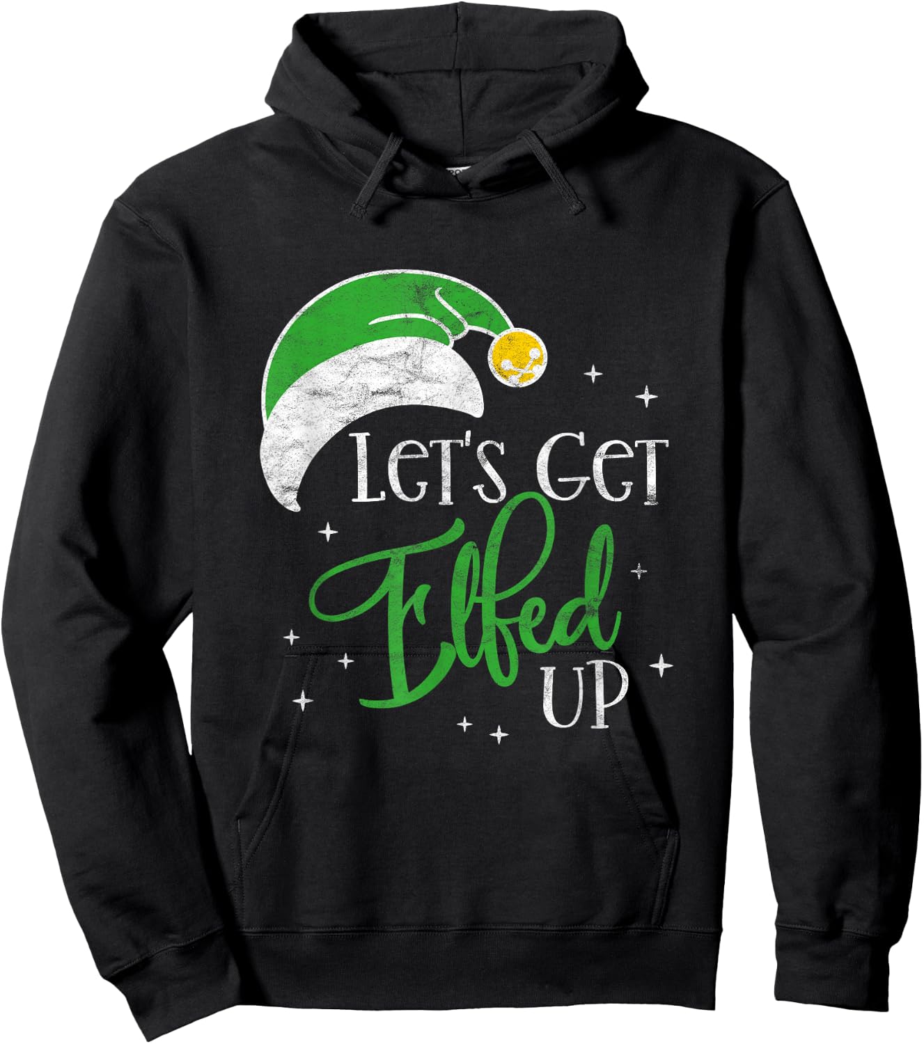 Funny Elf Drinking Team Christmas Party - Let's Get Elfed Up Hoodie - Hoodie | Black