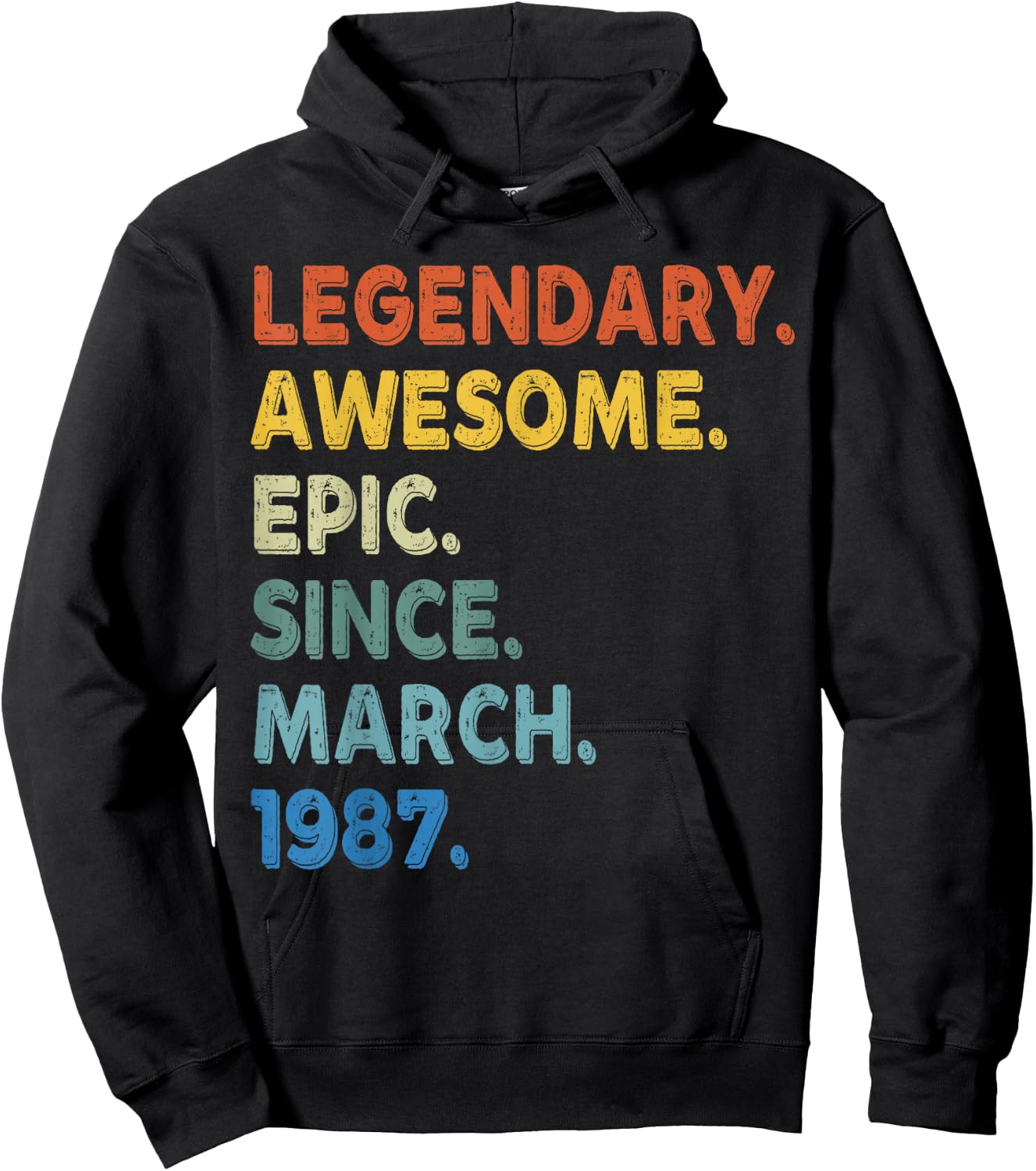 Legendary Awesome Epic Since March 1987 Birthday Vintage Hoodie - Hoodie | Black