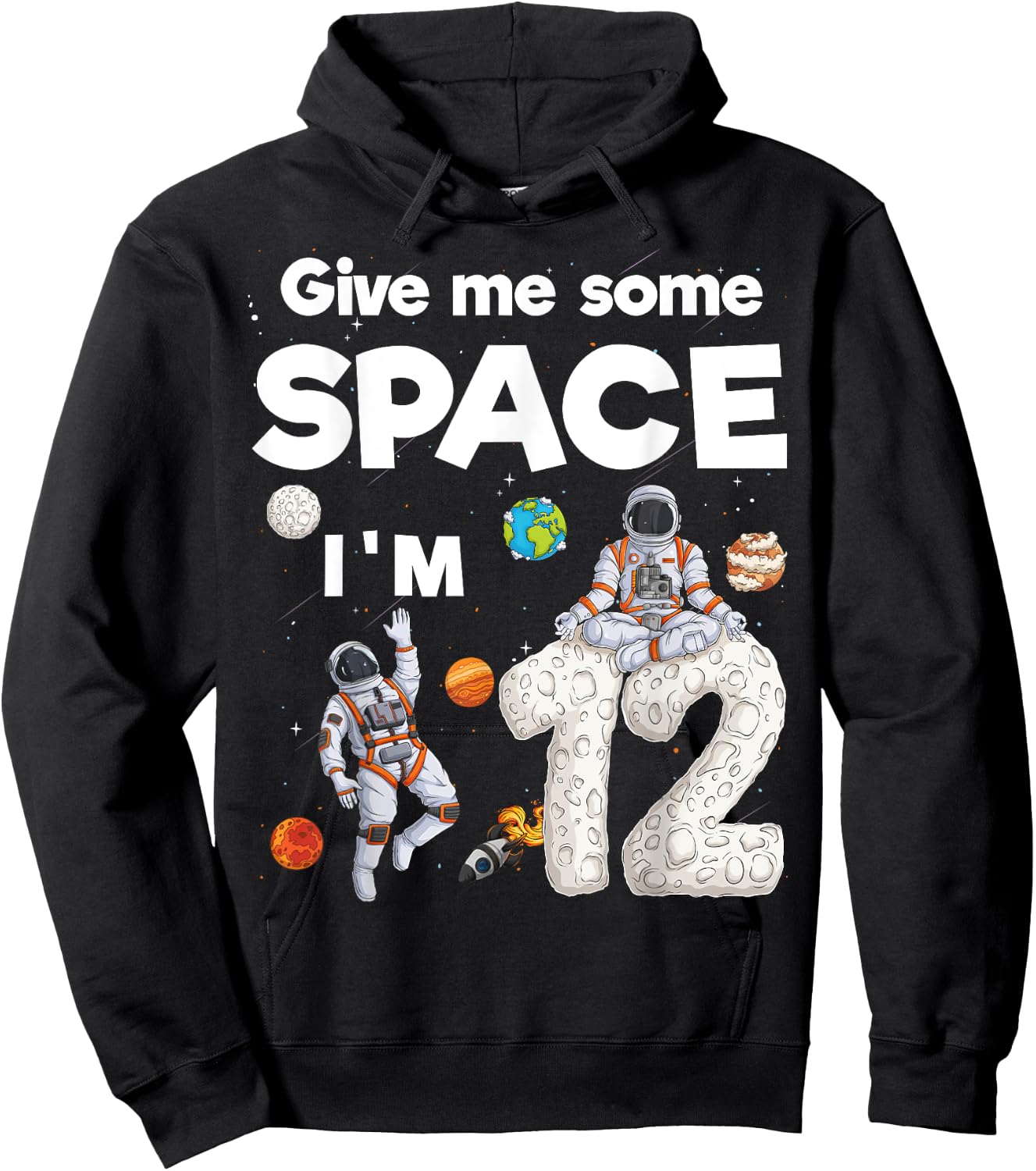 Outer Space Astronaut Planets Twelve Year Old 12th Birthday Hoodie - Hoodie | Black