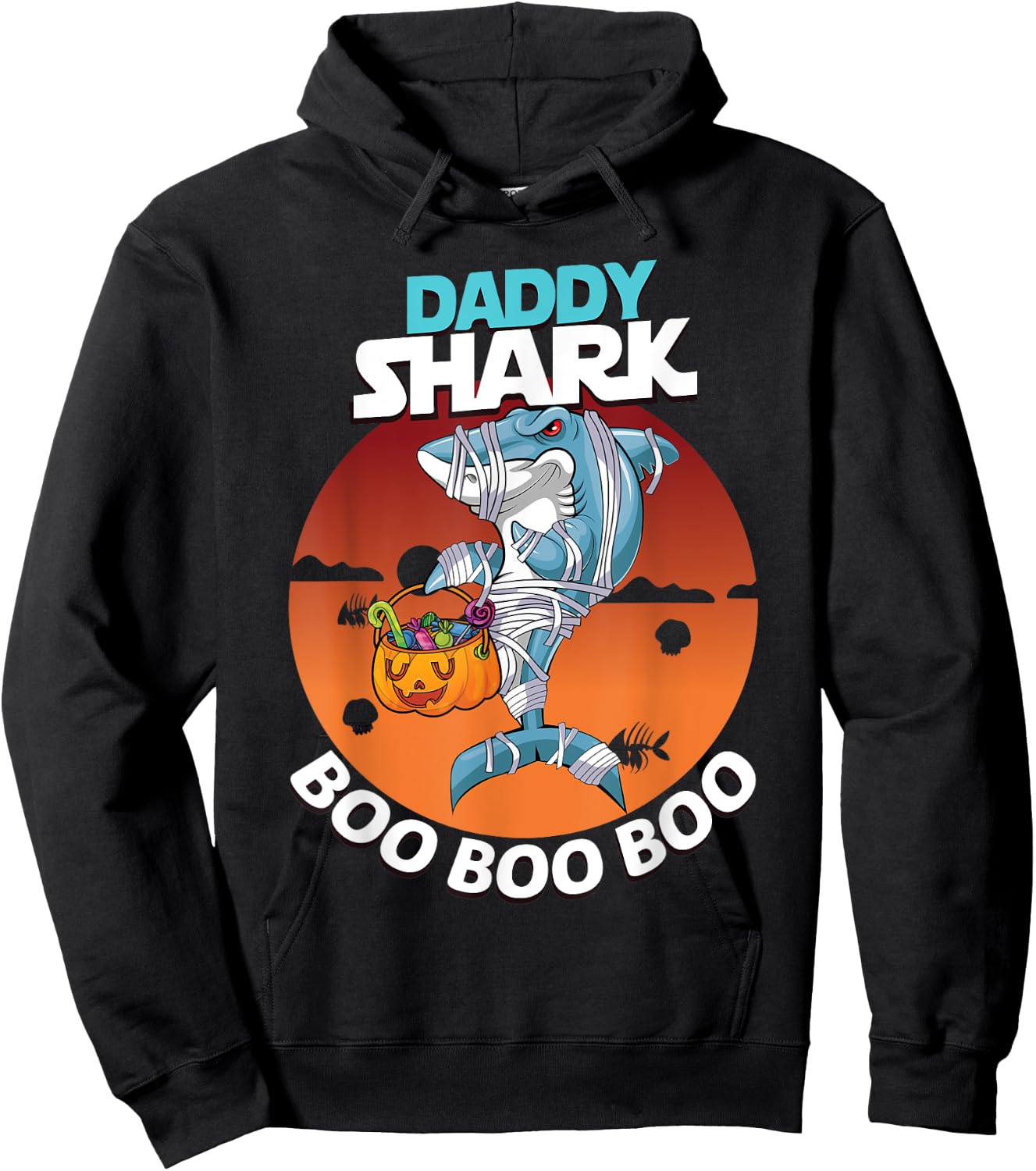 Daddy Shark Boo Boo Funny Family Shark Halloween Hoodie - Hoodie | Black