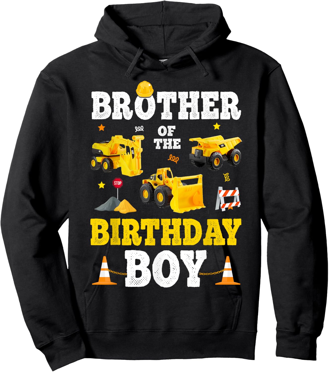 Brother Of The Birthday Boy Bday Construction Crew Trucks Hoodie - Hoodie | Black