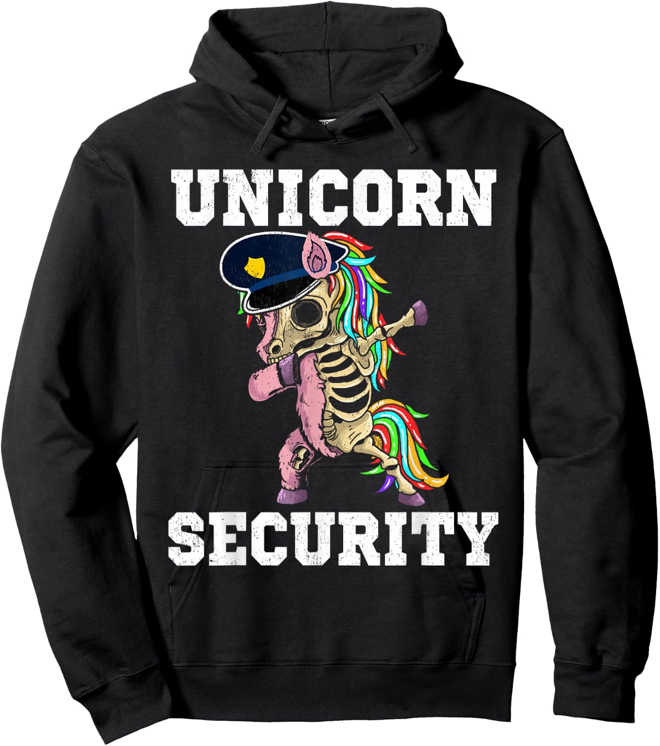 Unicorn Security Funny Unicorn Skeleton Dabbing Family Group Hoodie - Hoodie | Black