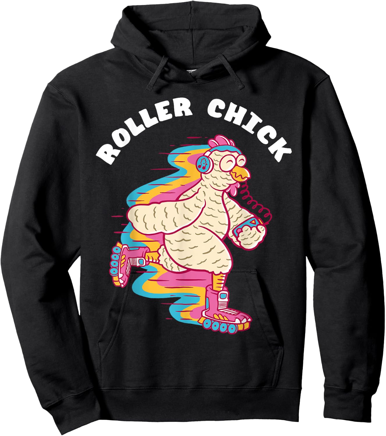 Roller Chick Roller Skater Chicken 80s Roller Skating Hoodie - Hoodie | Black