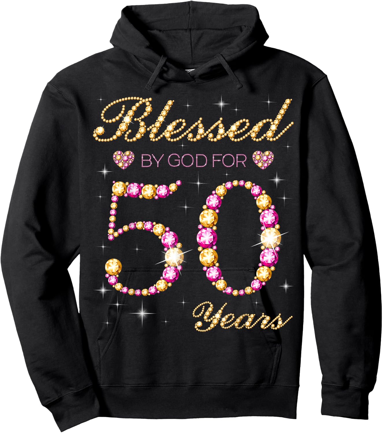 Blessed By God For 50 Years Old 50th Birthday Party Hoodie - Hoodie | Black