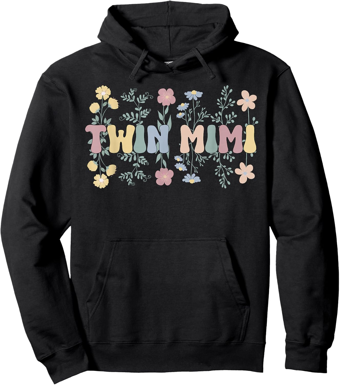 Twin Mimi Grandma Groovy Mimi Of Twins Hoodie - Hoodie | Black