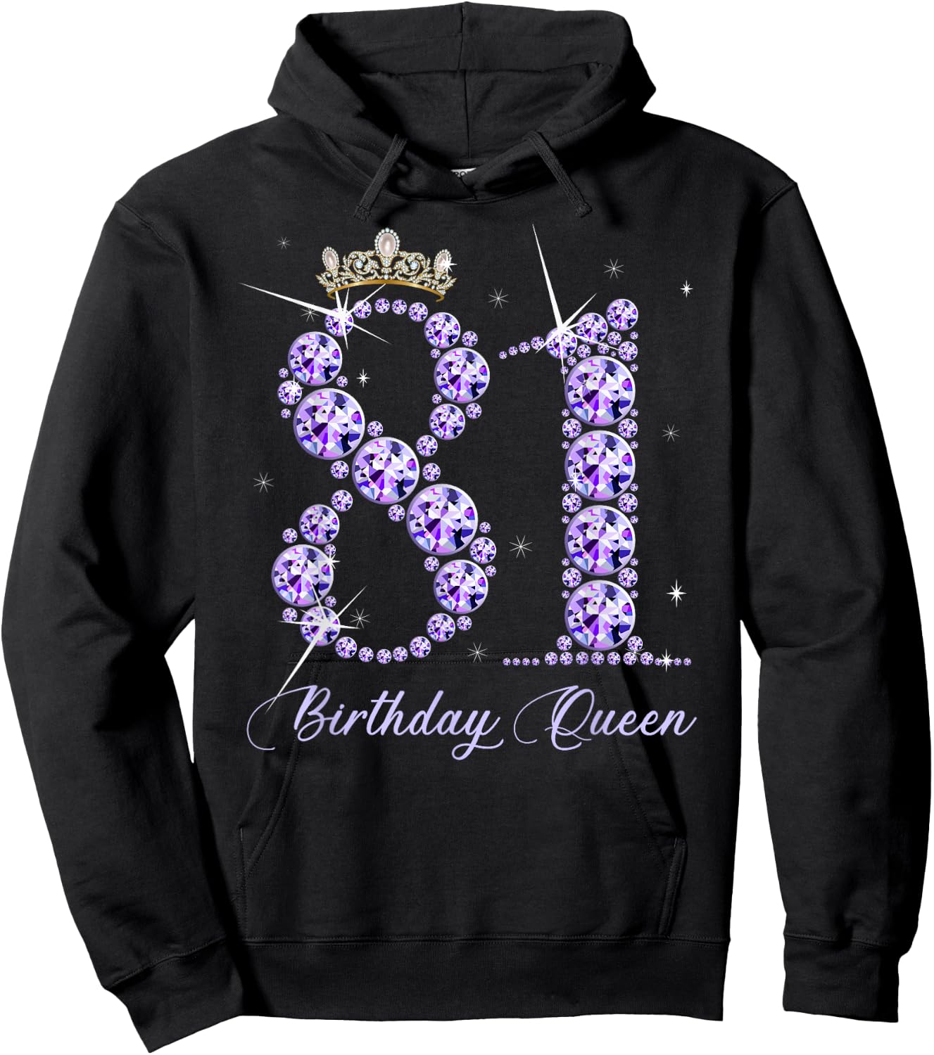 81 Year Old Its My 81st Birthday Queen Diamond Heels Crown Hoodie - Hoodie | Black