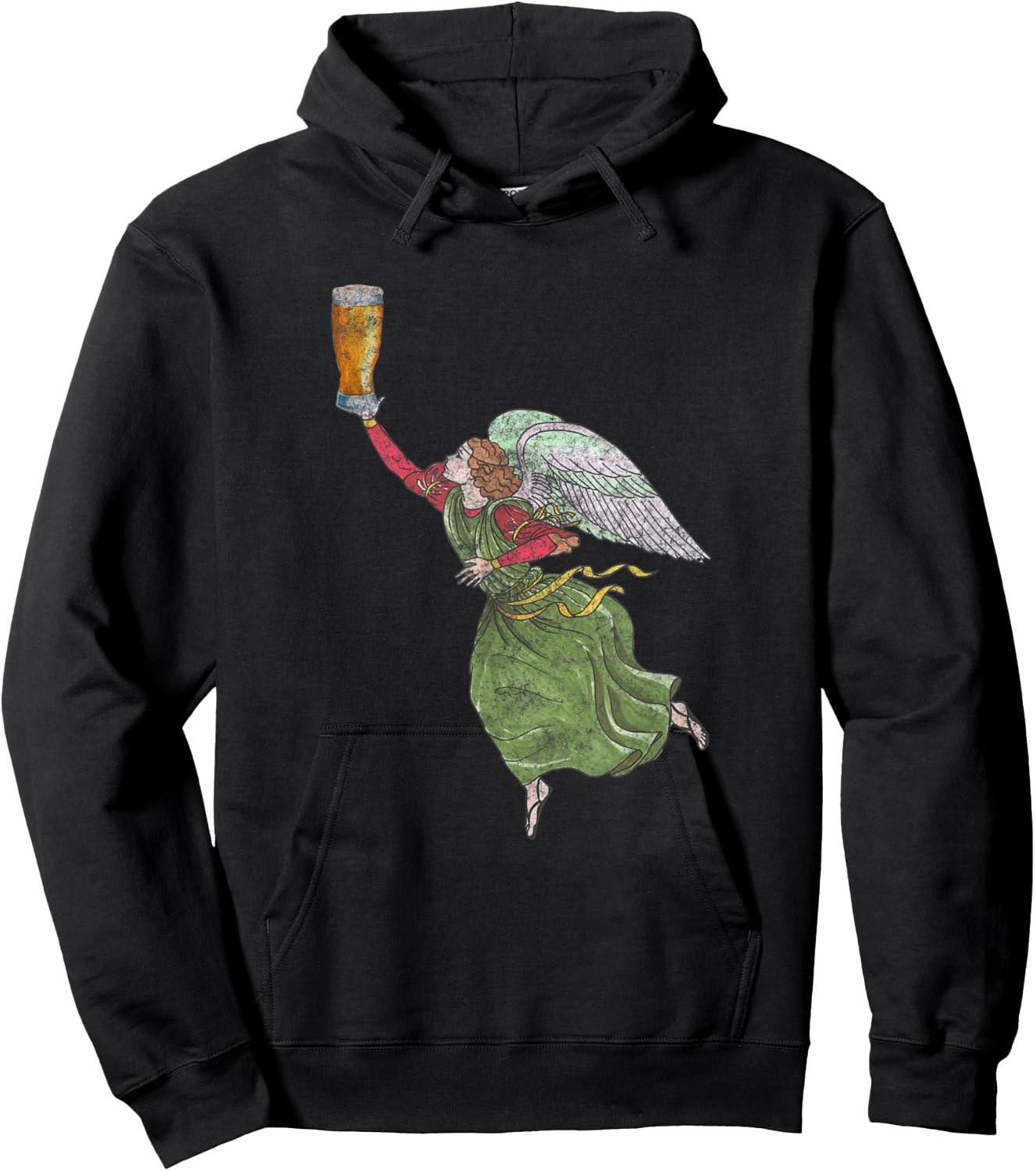 Vintage Angel Holding Beer Hoodie - Hoodie | Black