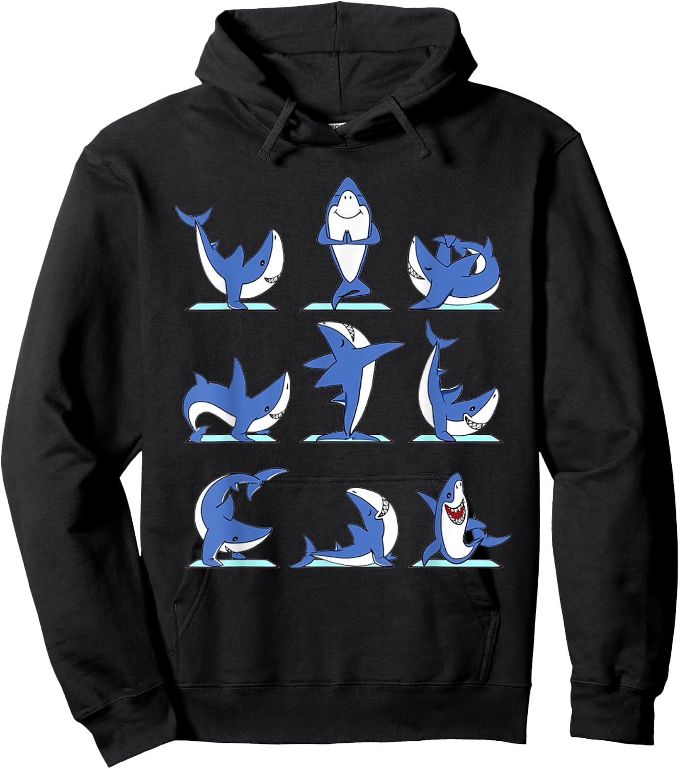 Sharks Yoga Poses Shark Namaste Lover Hoodie - Hoodie | Black