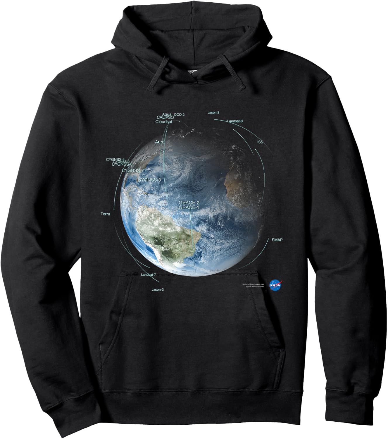 NASA Satellite Orbit Paths Hoodie - Hoodie | Black
