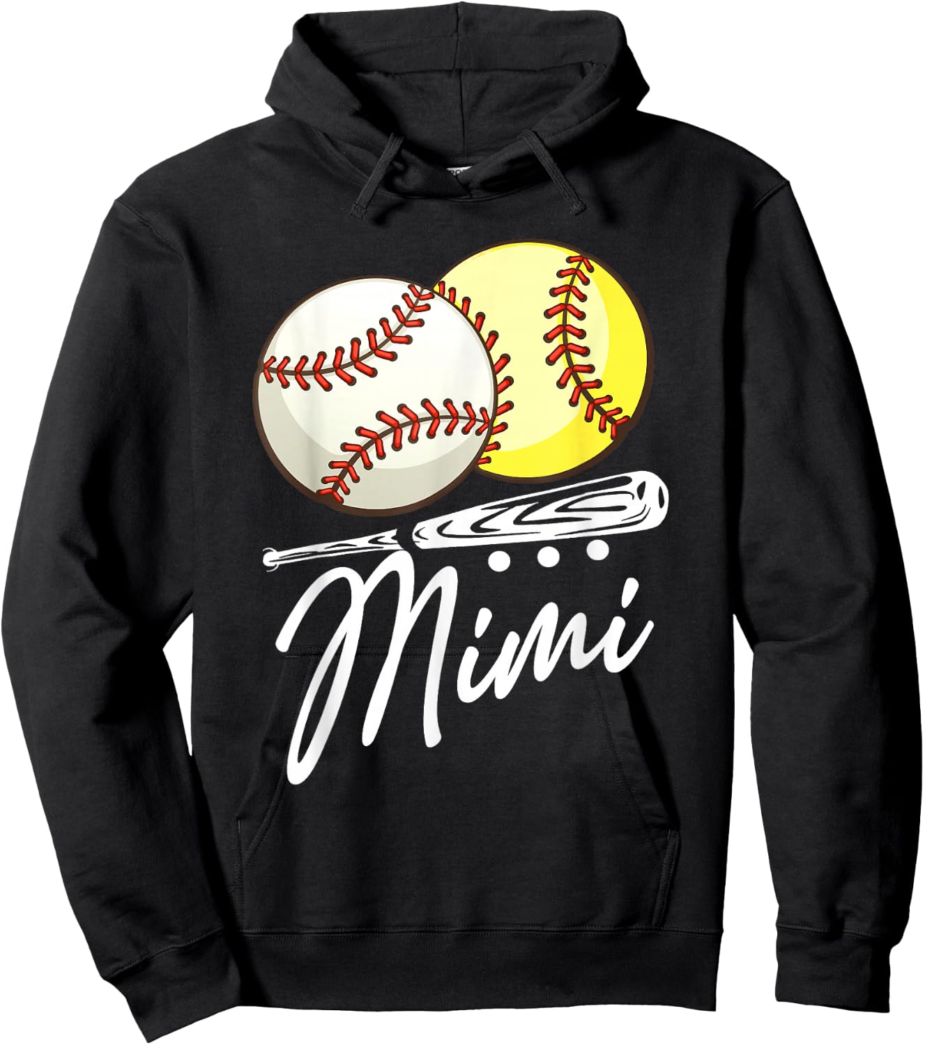 Ball Mimi Baseball Softball Hoodie - Hoodie | Black