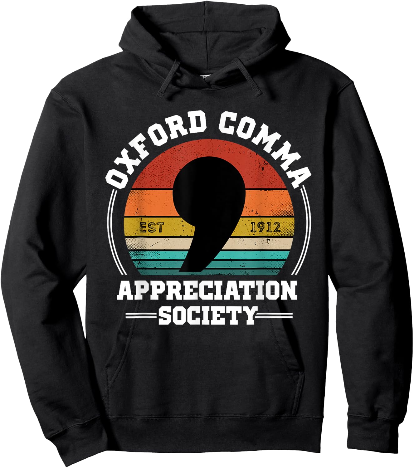 Oxford Comma Appreciation Society Geeky Nerd Vintage Style Hoodie - Hoodie | Black
